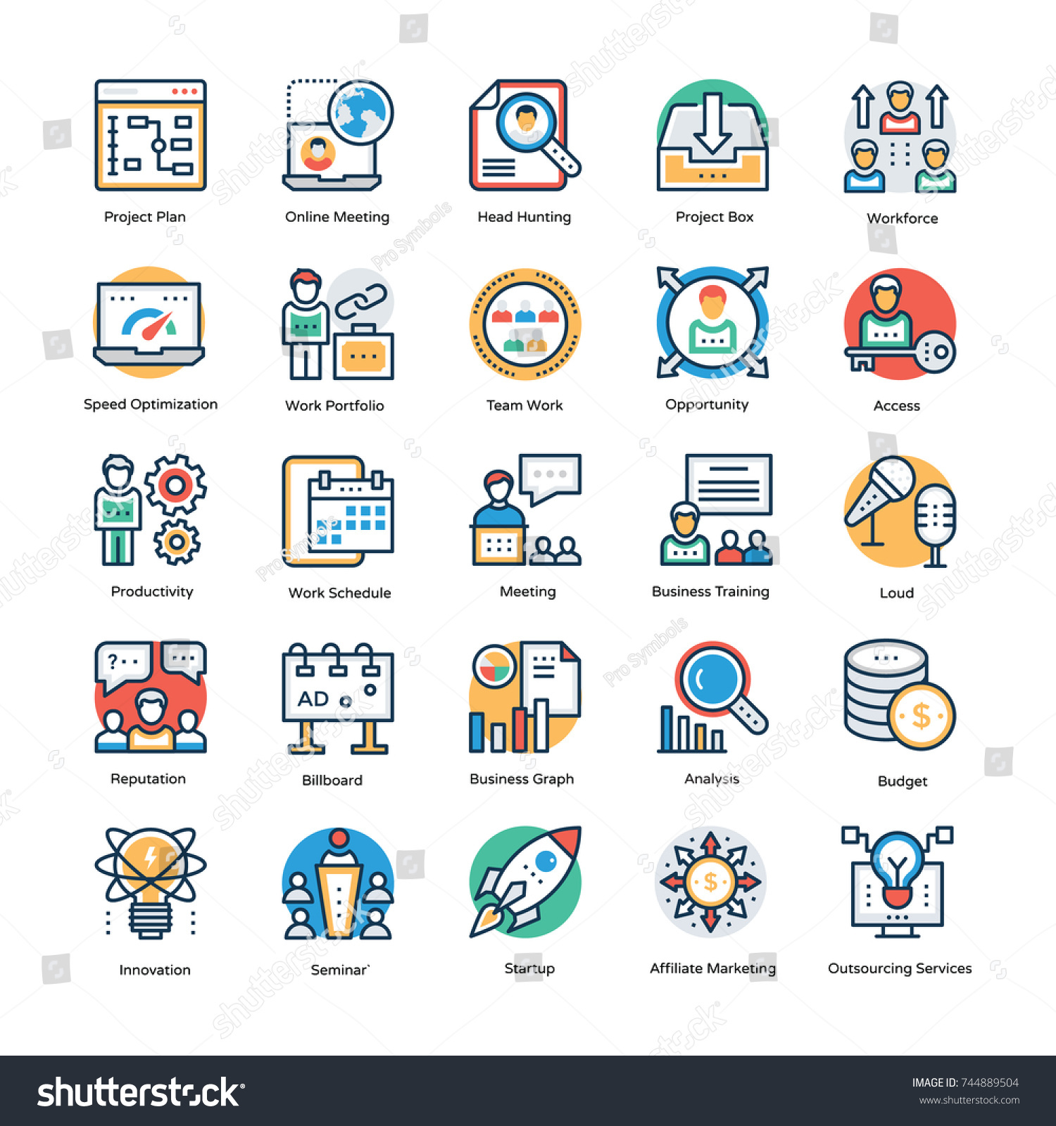 Collection Project Management Flat Icons Stock Vector (Royalty Free ...