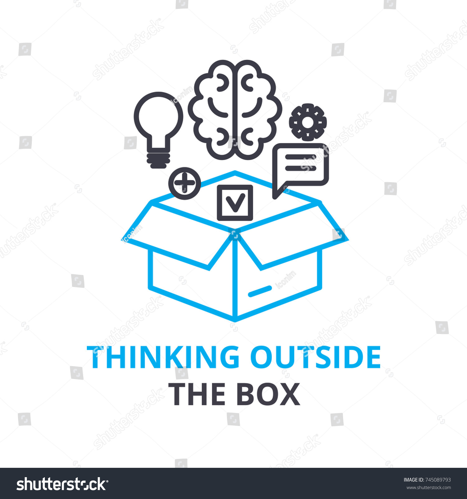 Thinking Outside Box Concept Outline Icon Stock Vector (Royalty Free ...