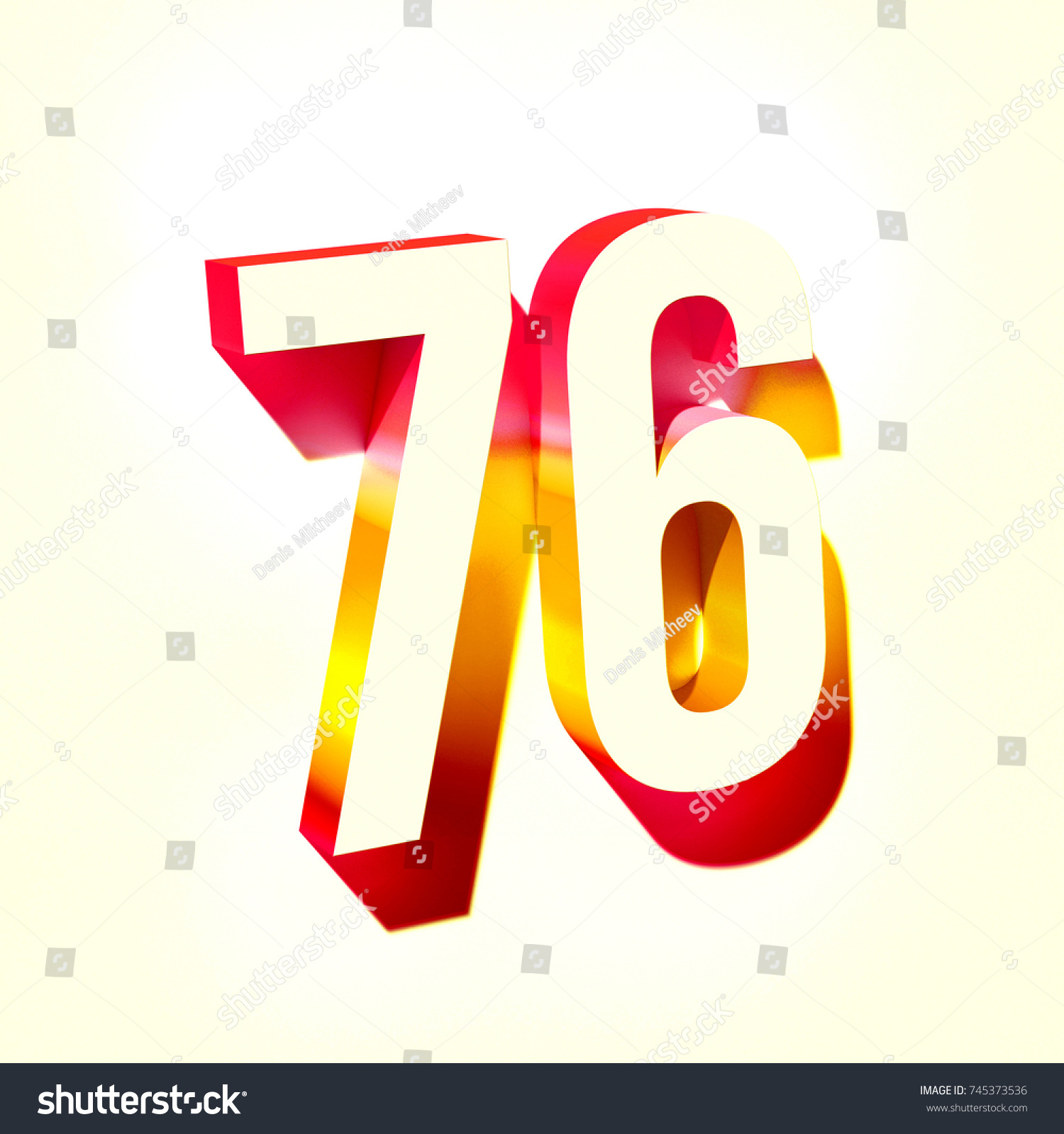 Number Seventy Six 76 Yellow Pink Stock Illustration 745373536