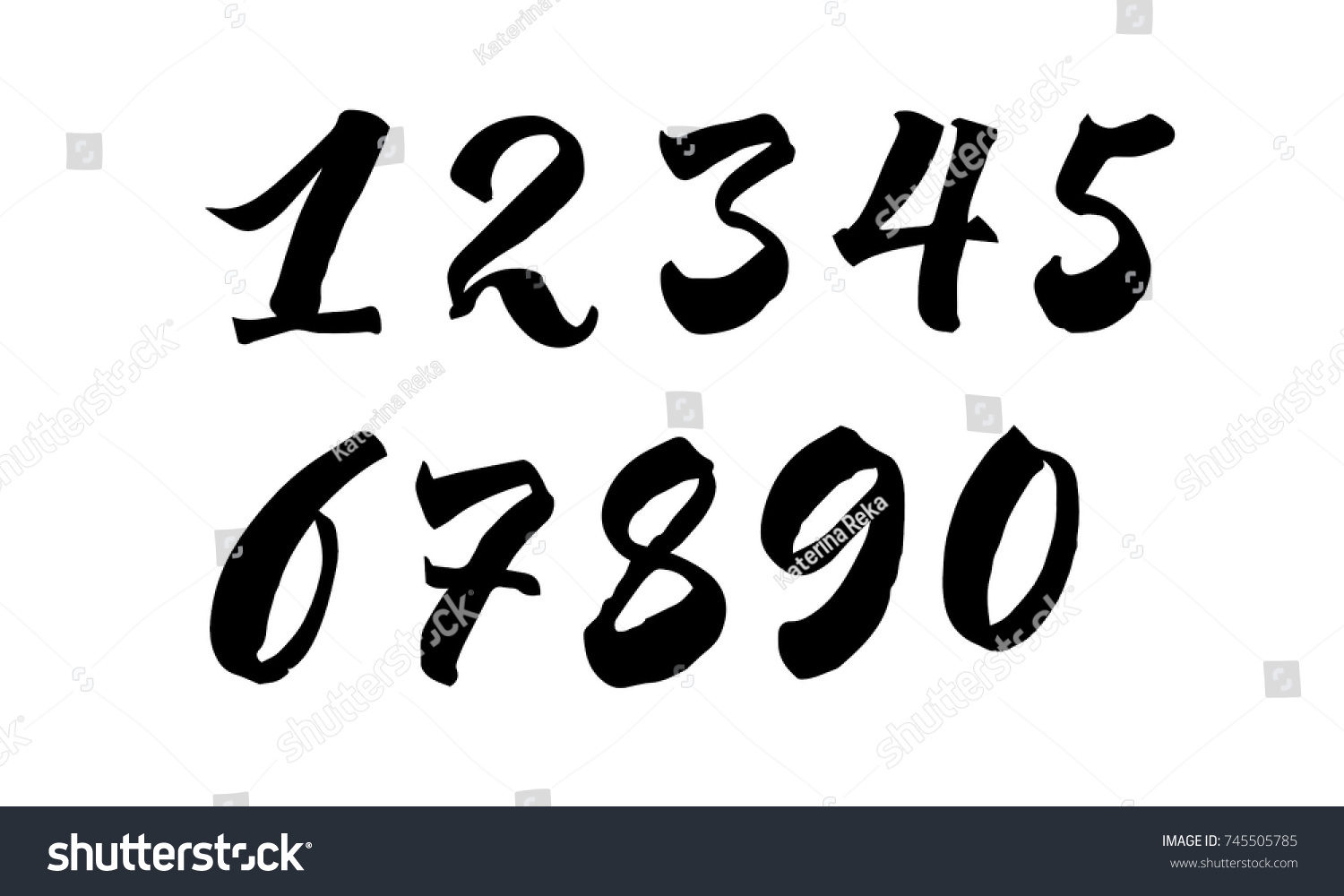 Numbers Vector Ink Handwriting Black On Stock Vector (Royalty Free ...