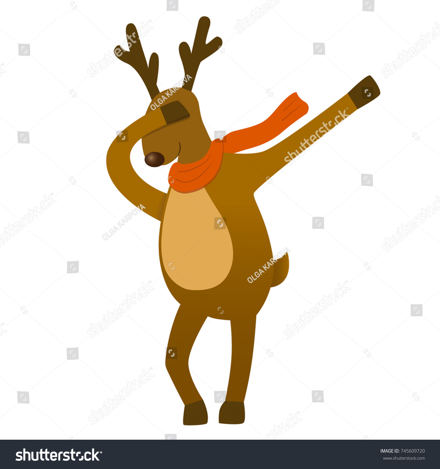 Santas Reindeer Vector Illustration Standing Dancing Stock Vector ...