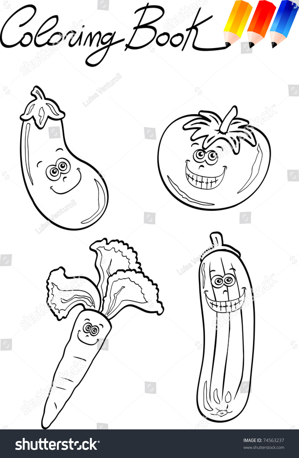 Coloring Book Children Vegetables Vector Image Stock Vector (Royalty ...