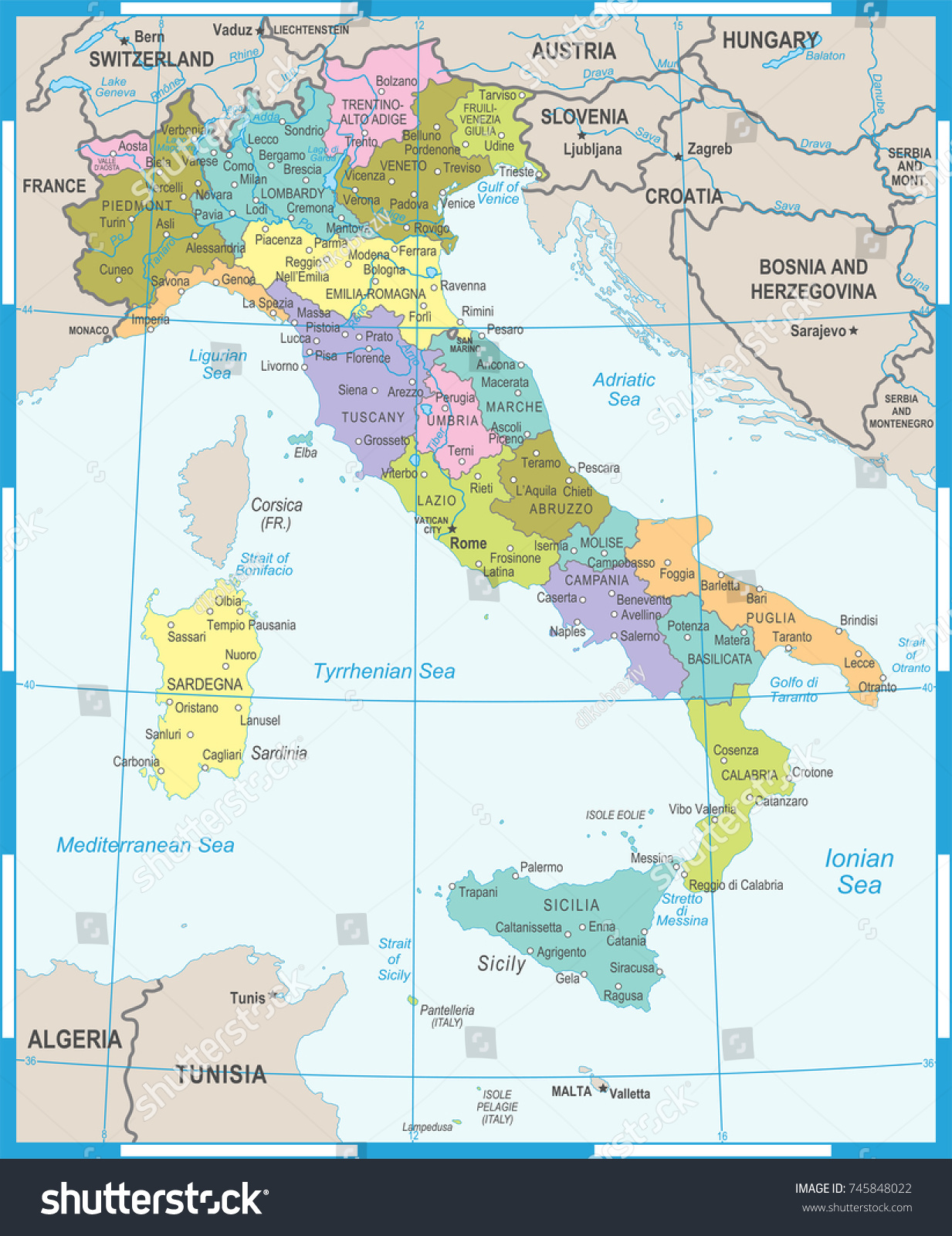 Italy Map Detailed Vector Illustration Stock Vector (Royalty Free ...