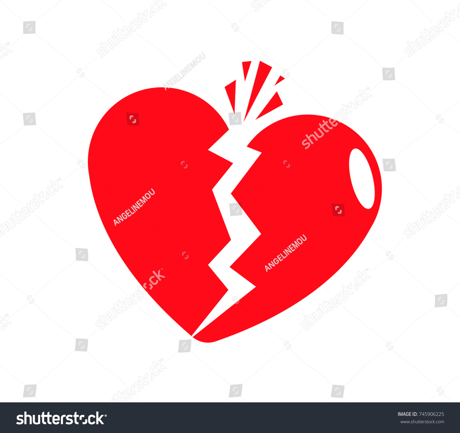 Red Heart Broken Sad Separation Vector Stock Vector Royalty Free 745906225 Shutterstock 1403