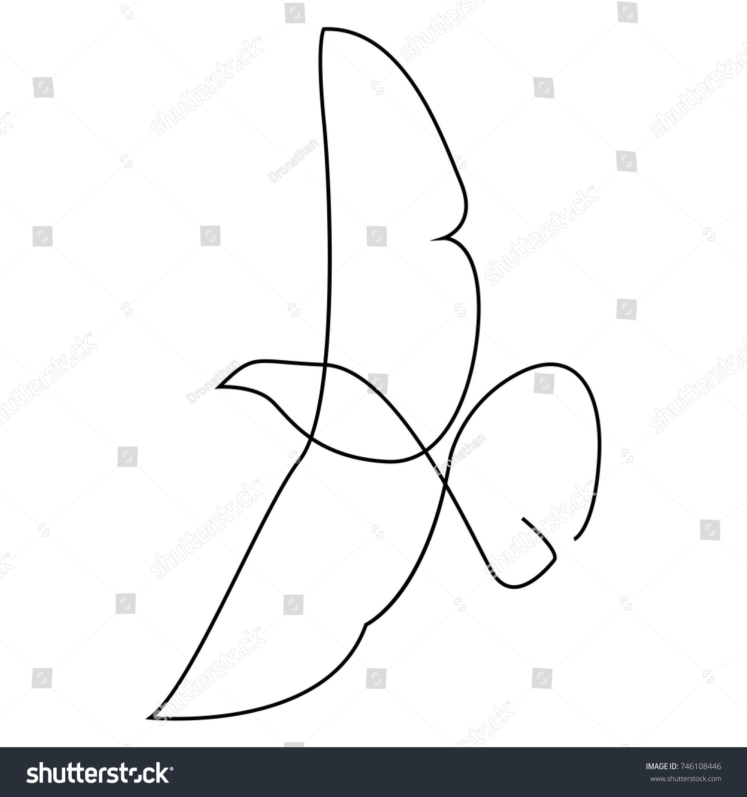 One Line Bird Design Silhouettehand Drawn Stock Vector (Royalty Free ...