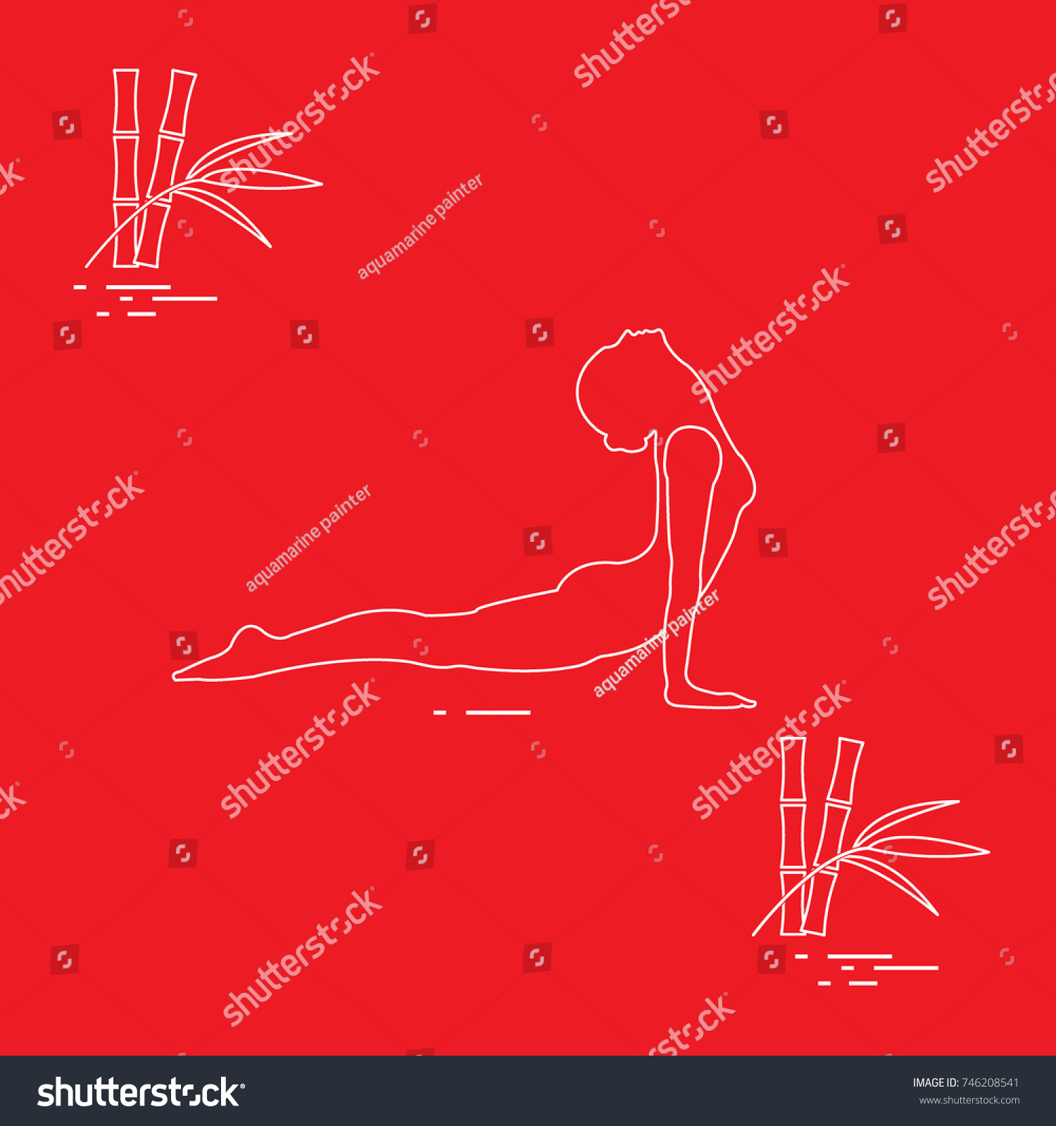 Silhouette Woman Yoga Pose Bamboo Relax Stock Vector Royalty Free