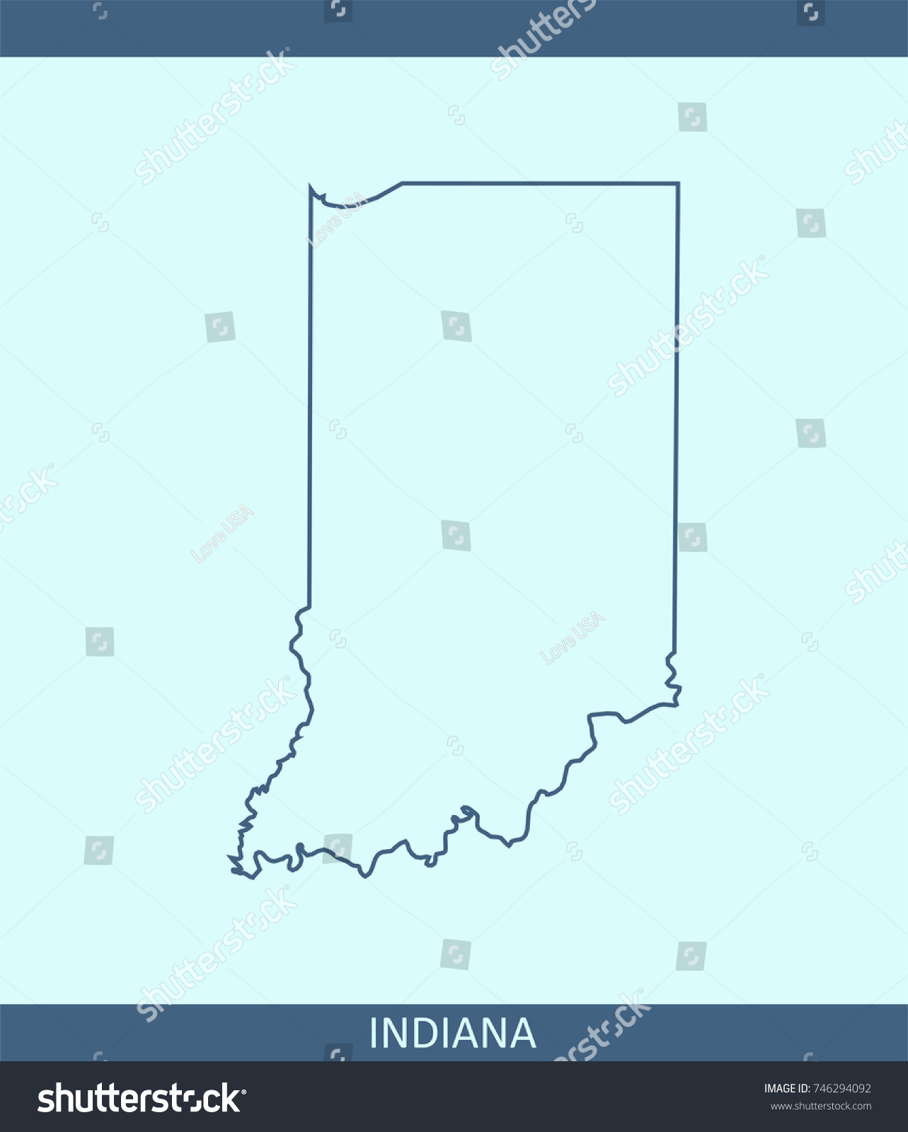 Indiana State Usa Map Vector Outline Stock Vector (Royalty Free ...