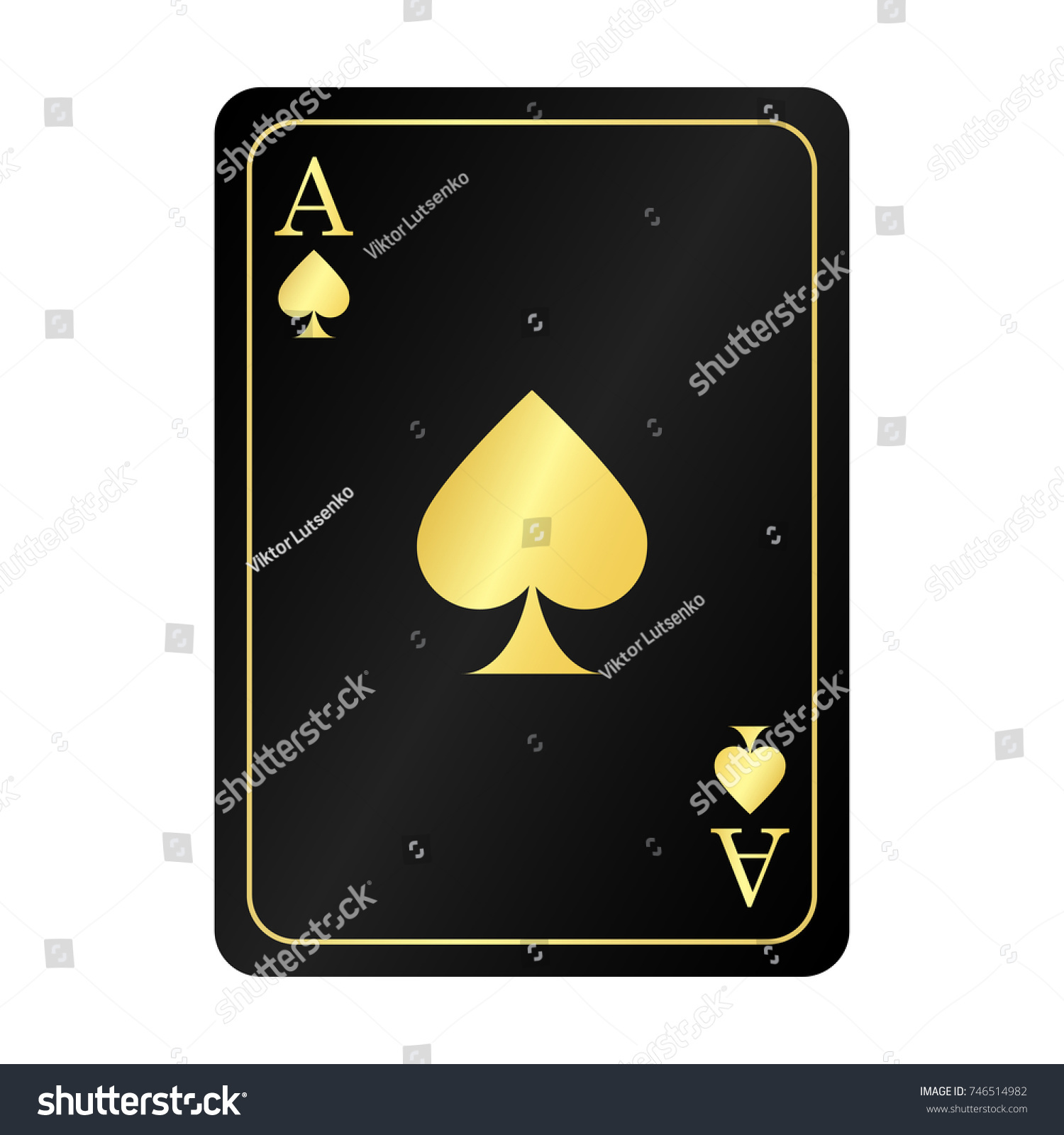 Gold Ace Spades On Black Background Stock Vector (Royalty Free ...