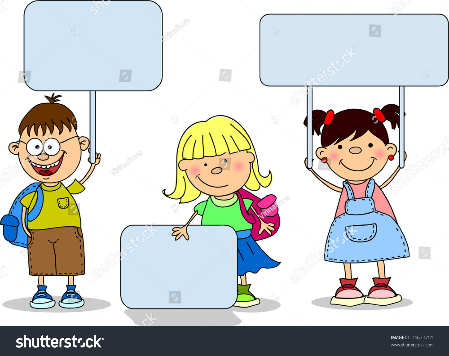 Cute Children Holding Banners Stock Vector (Royalty Free) 74670751 ...