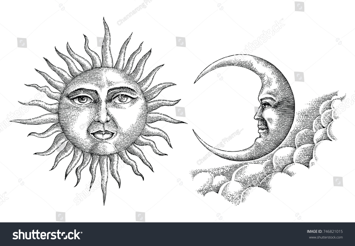 Солнце и Луна гравюра