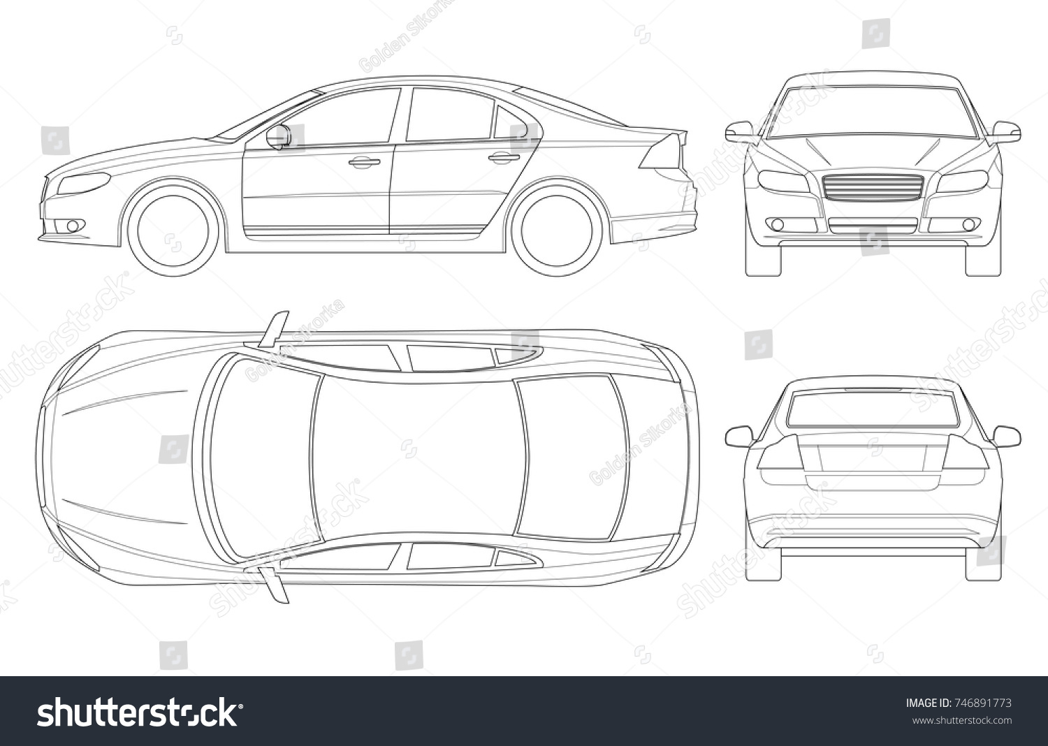 Sedan Car Outline Business Sedan Vehicle Stock Vector (Royalty Free ...