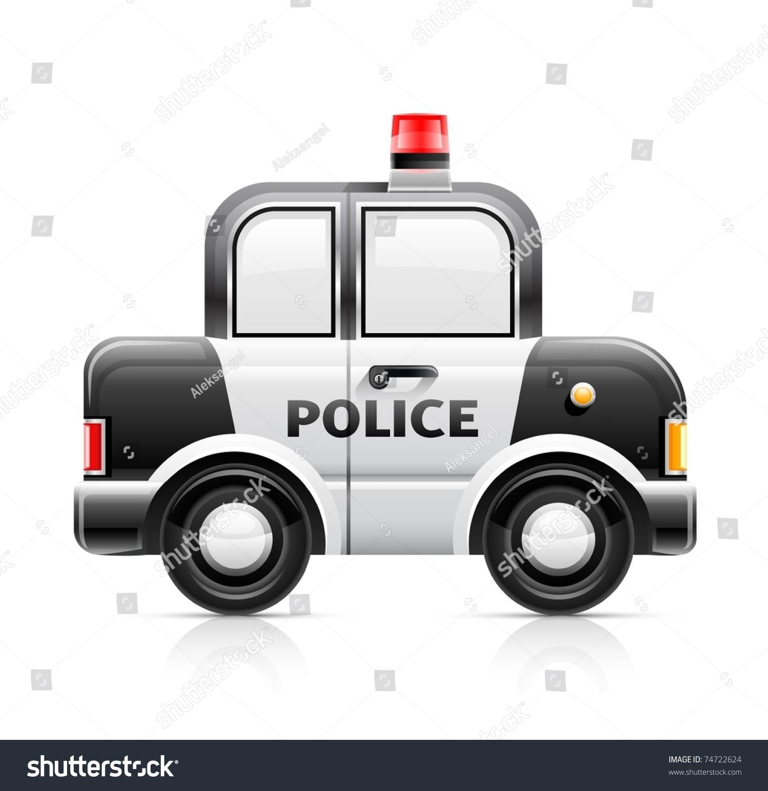 Vektor Stok Police Car Vector Illustration Isolated On (Tanpa Royalti