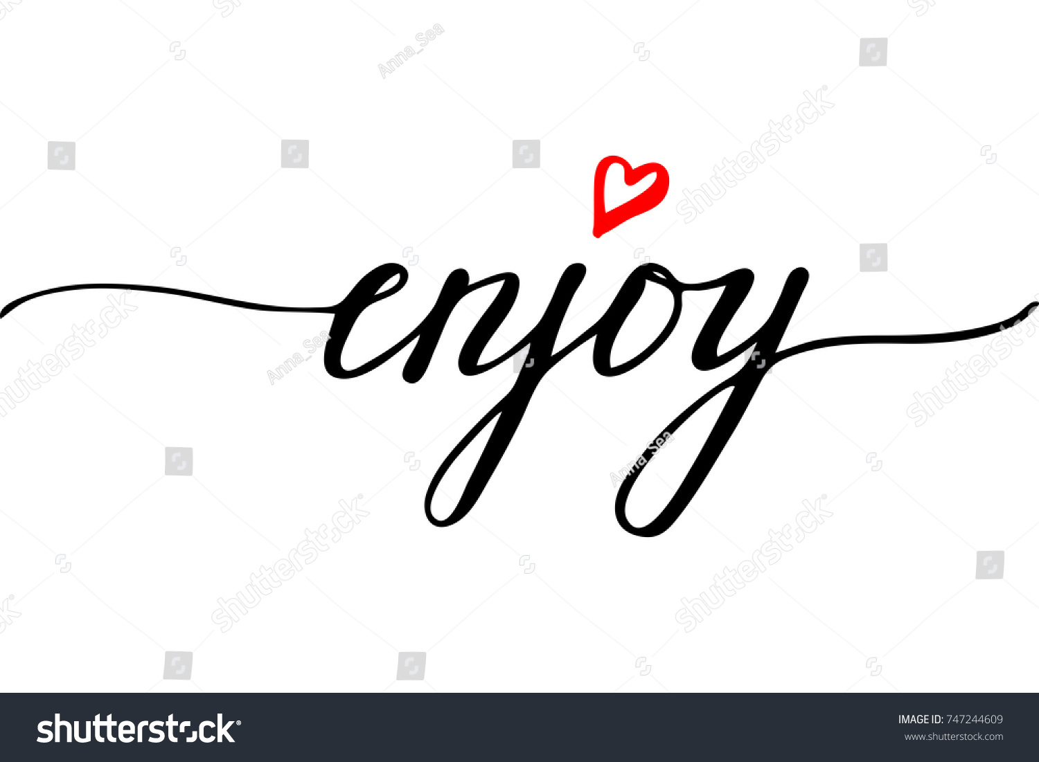 Enjoy Script Phrase Inspirational Handwritten Text Stock Vector