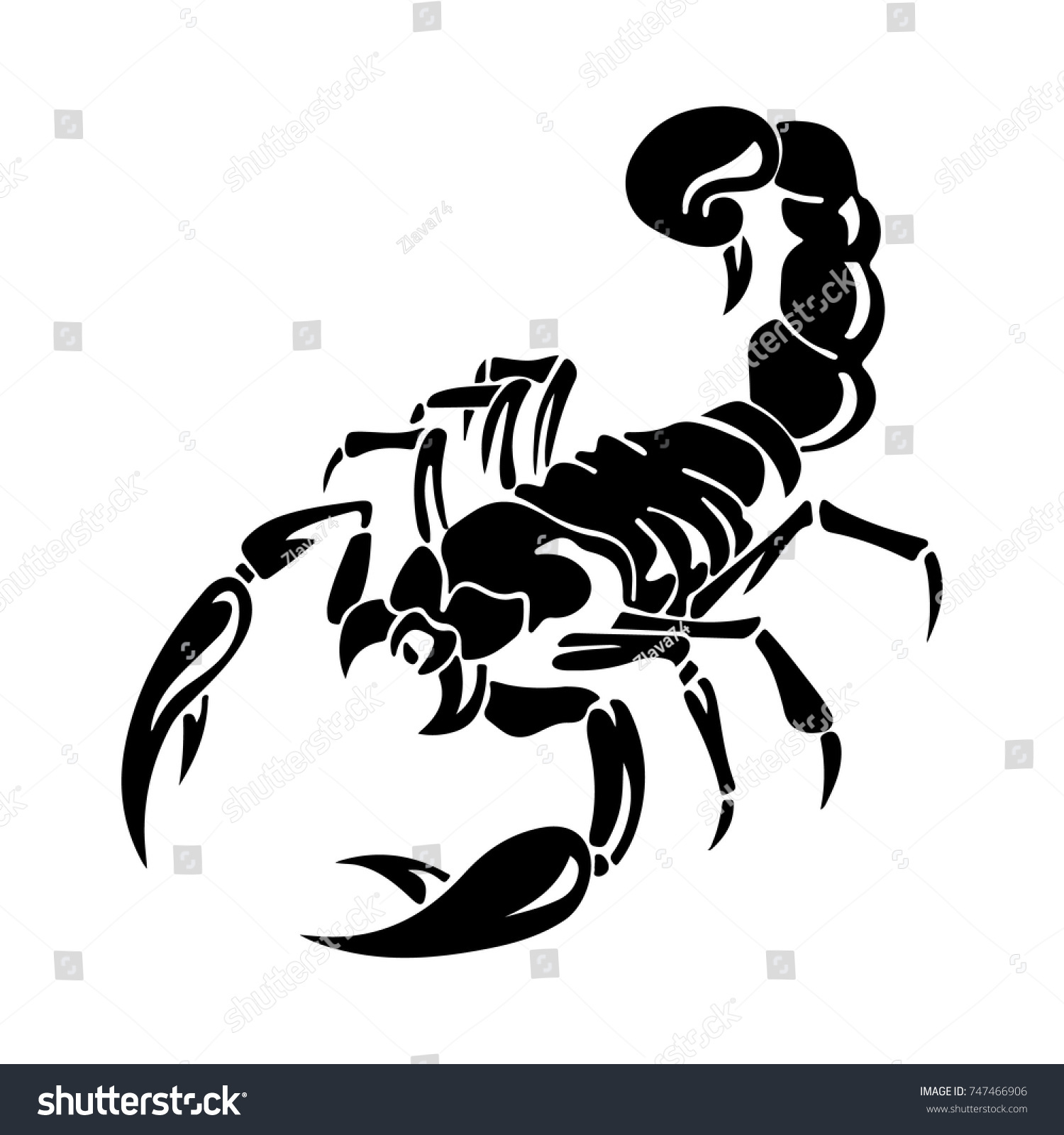 Silhouette Black Scorpion On White Background Stock Vector (Royalty ...