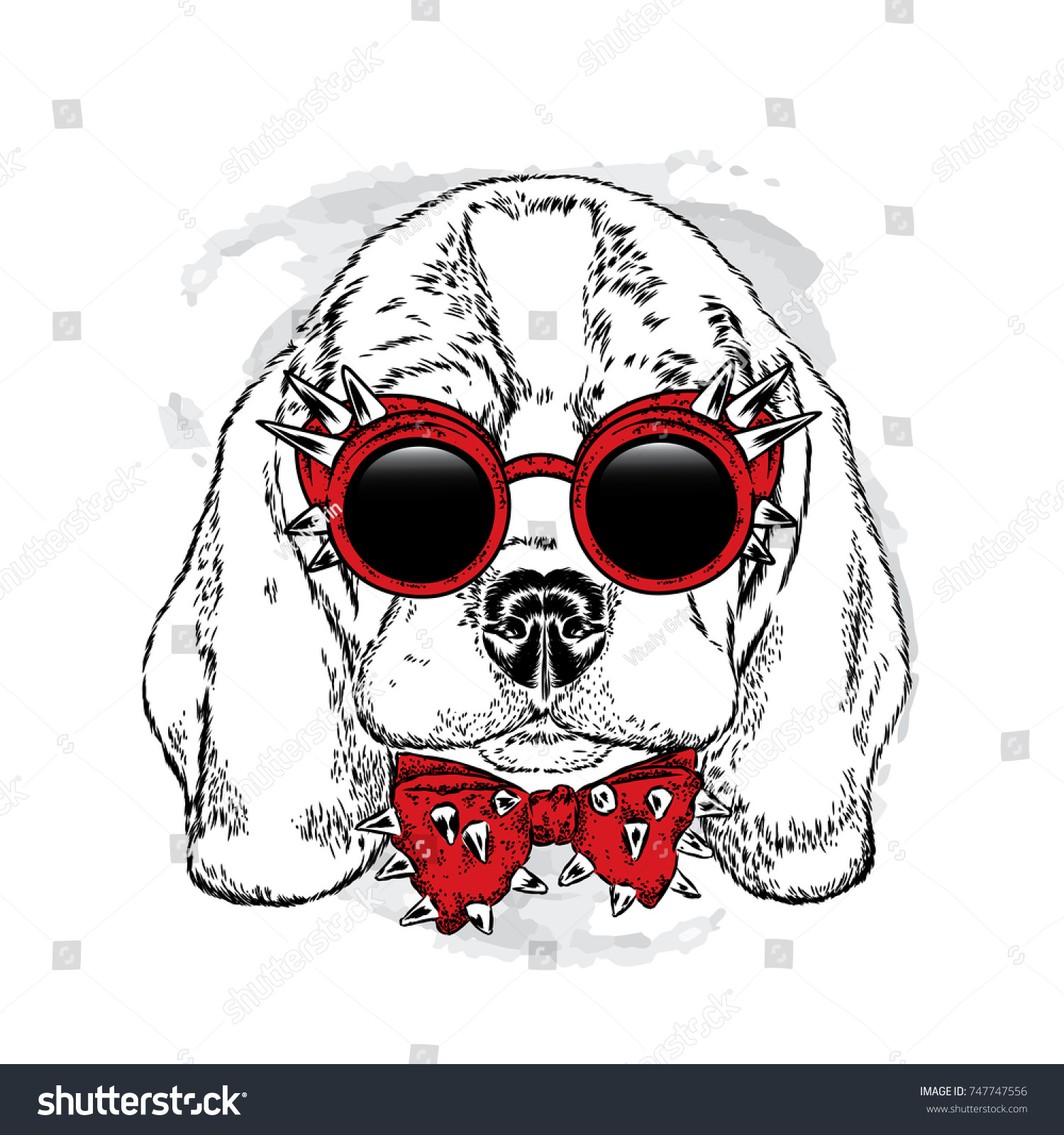 Beautiful Dog Glasses Bow Tie Vector Stock Vector (Royalty Free ...