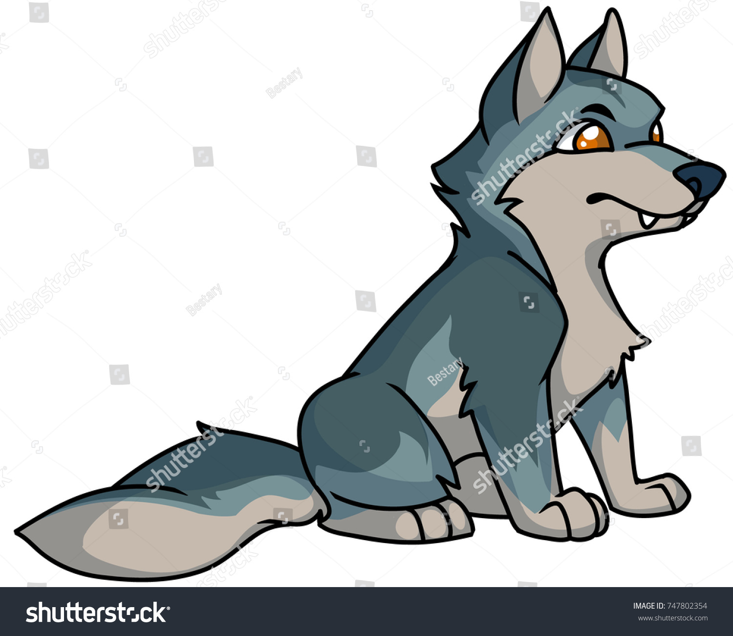 Cute Gray Cartoon Wolf Digital Vector Stock Vector (Royalty Free ...