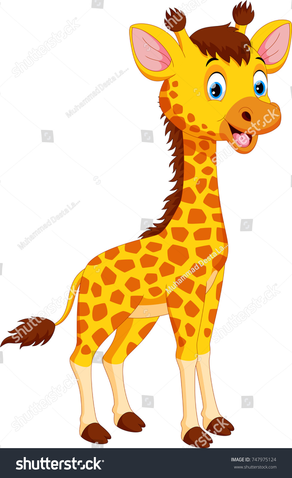 Cute Giraffe Cartoon Isolated On White Stock Vector (Royalty Free ...