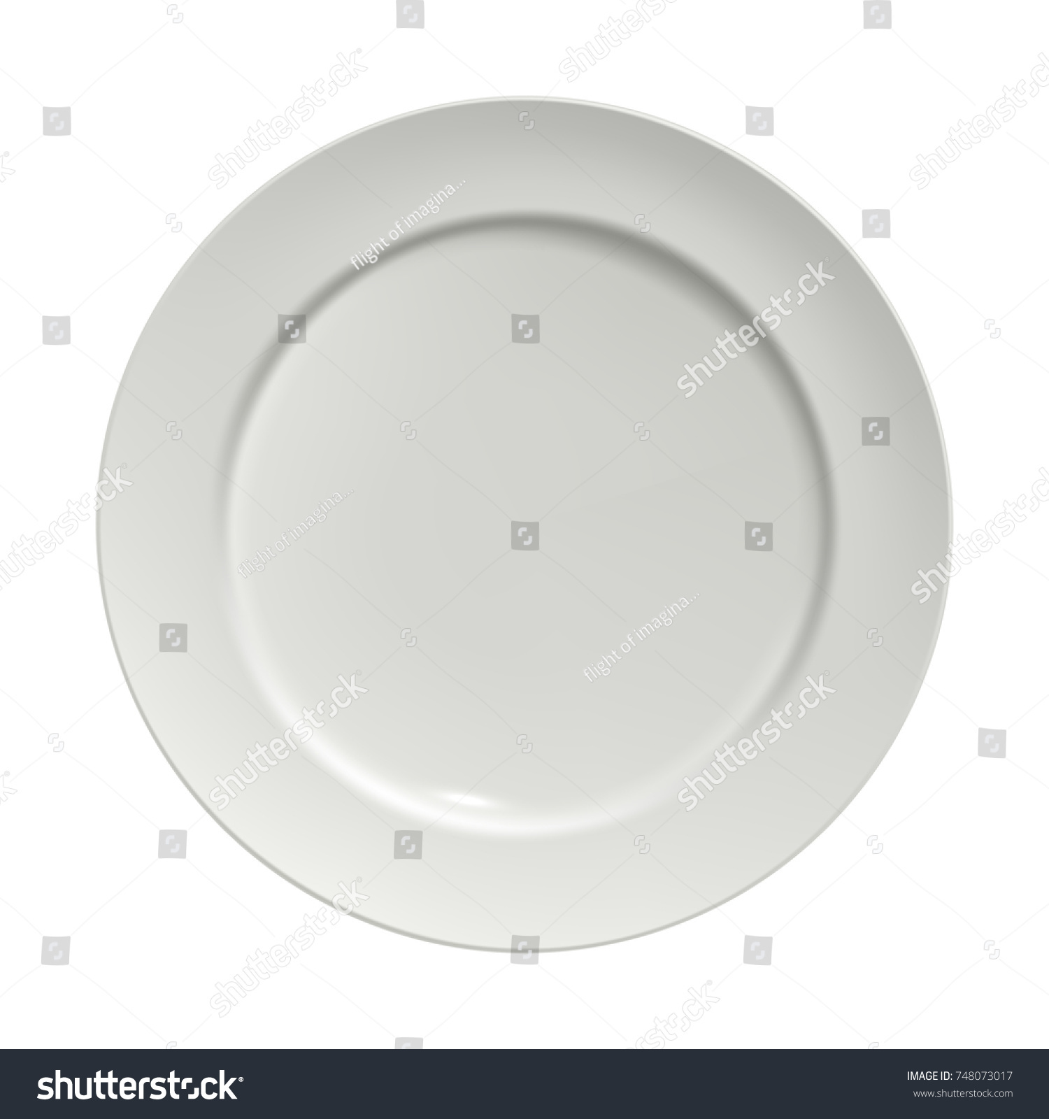 White Ceramic Plate Top View Isolated Stock Vector (Royalty Free ...