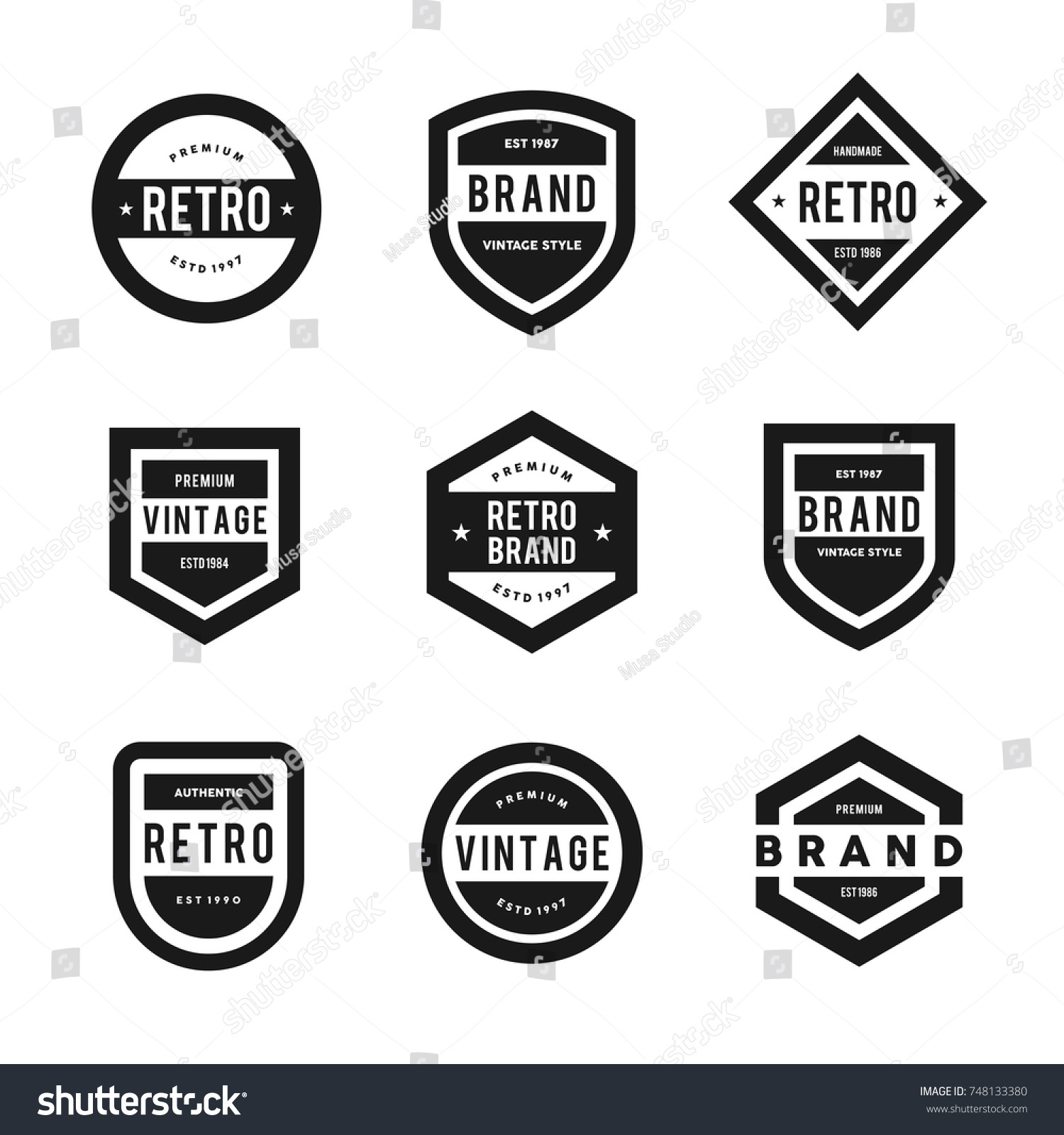 Simple Vintage Logo Badges Vector Set Stock Vector (Royalty Free ...