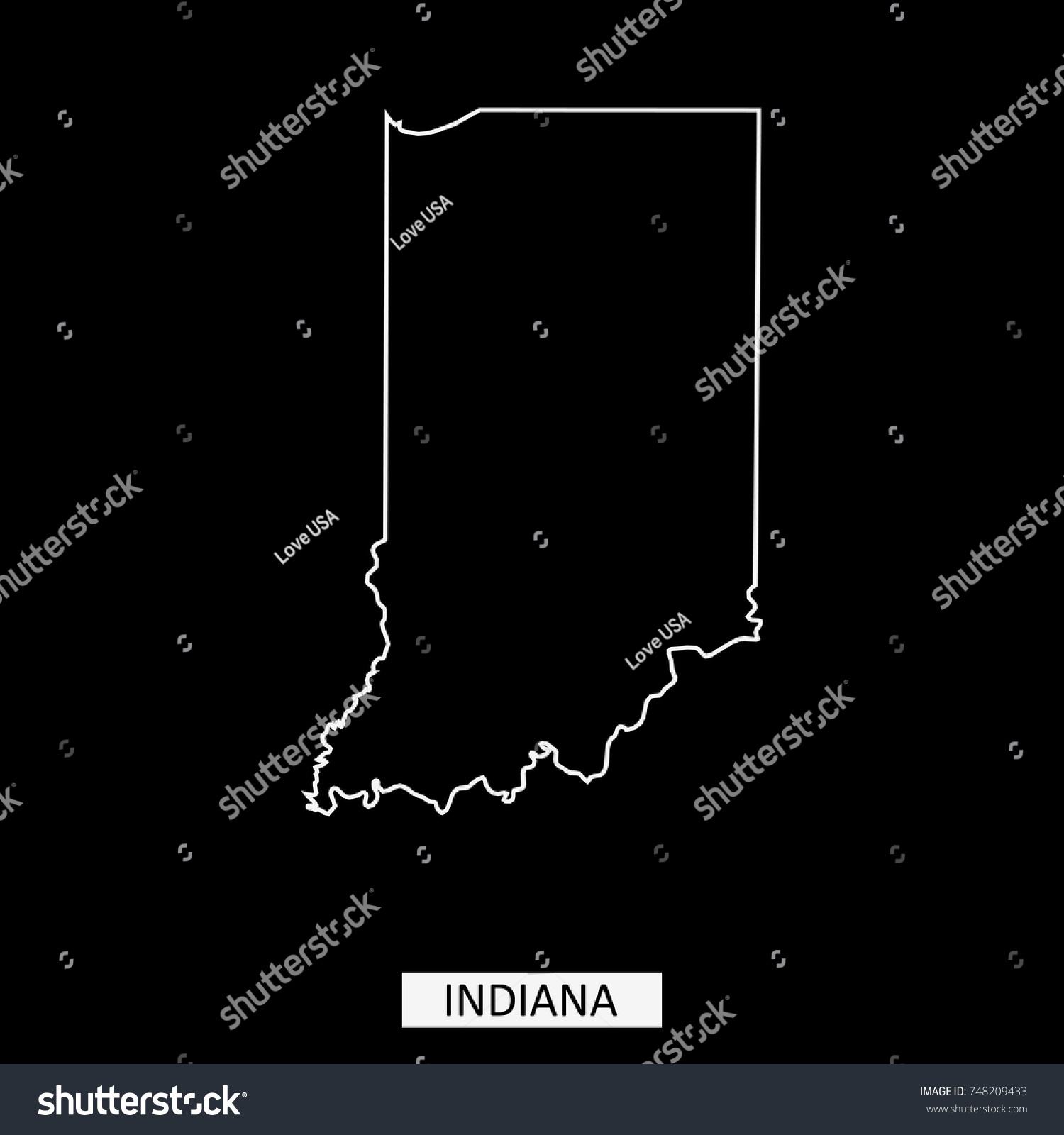 Indiana State Usa Map Vector Outline Stock Vector (royalty Free 