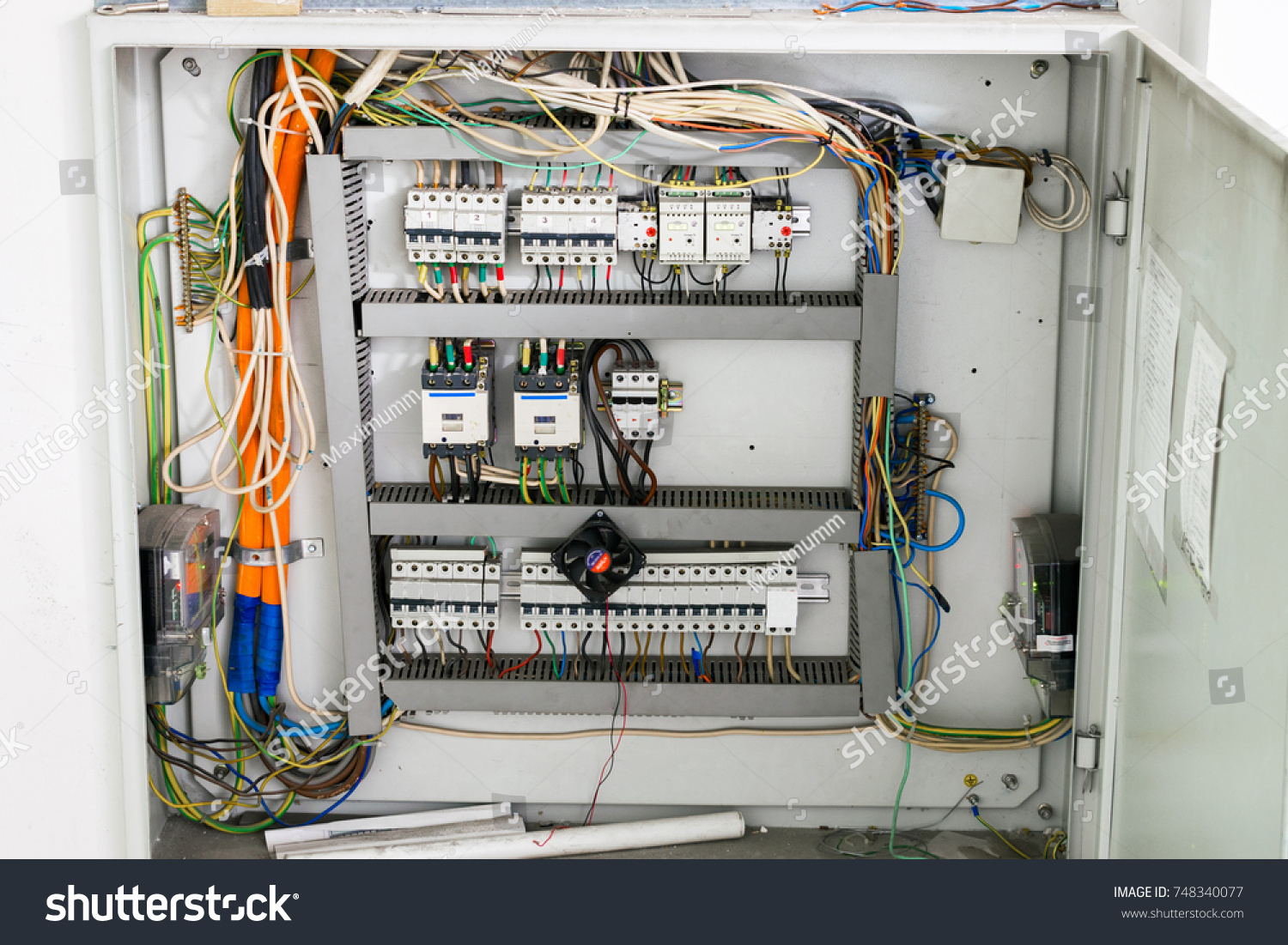 Open Electrical Box Contains Many Wires Stock Photo 748340077 ...