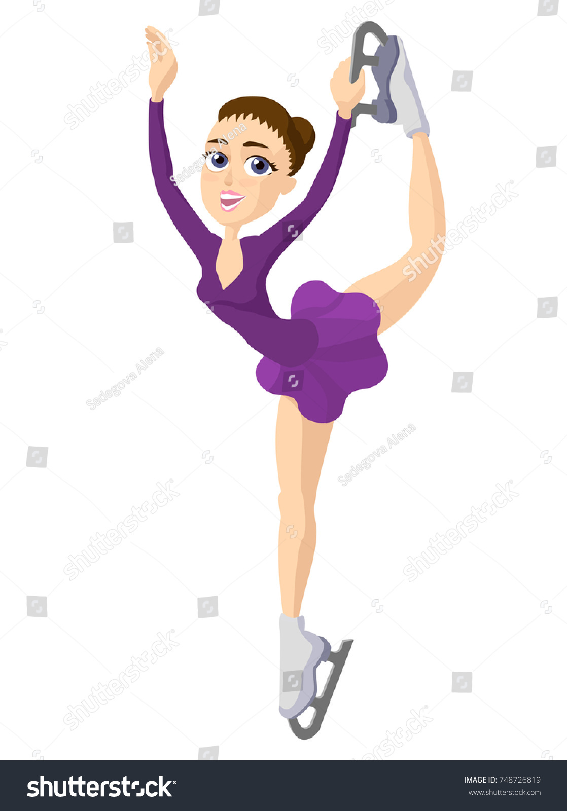 Figure Skating Girl Cartoon Skate Female: стоковая векторная графика (без л...