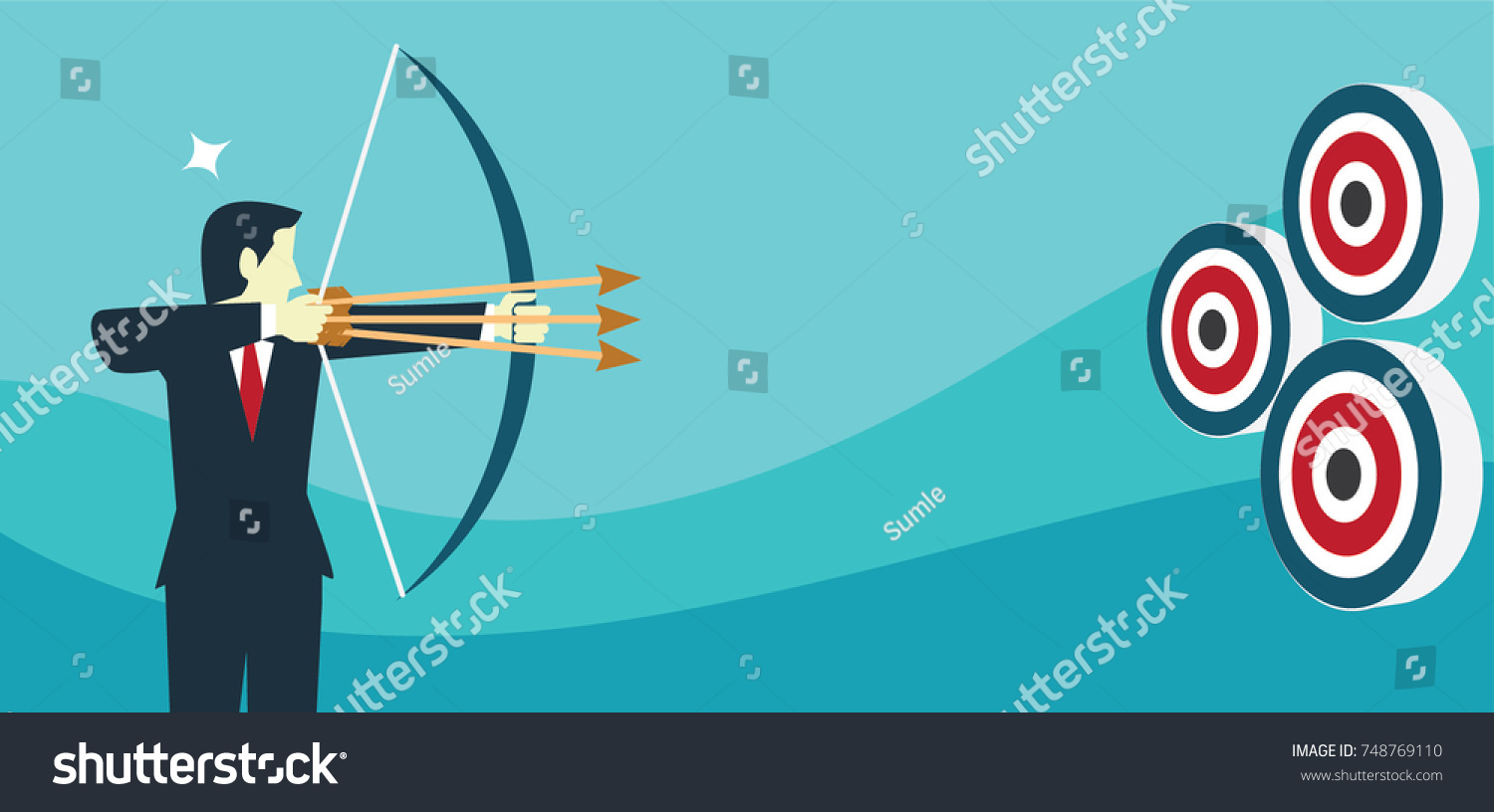 Businessman Aiming Target Bow Arrow Stock Vector Royalty Free