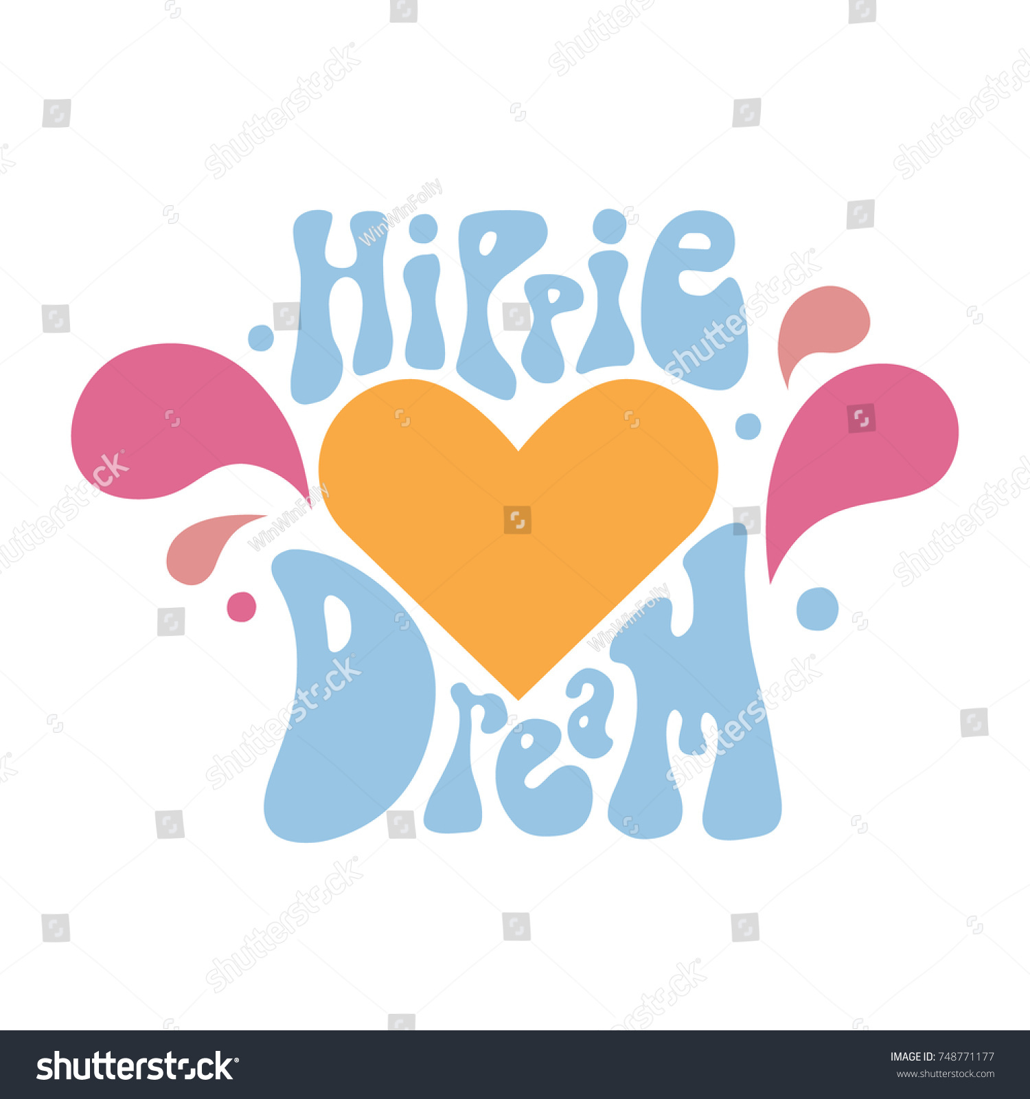 Vector Illustration Hippie Lettering Pastel Colors Stock Vector ...