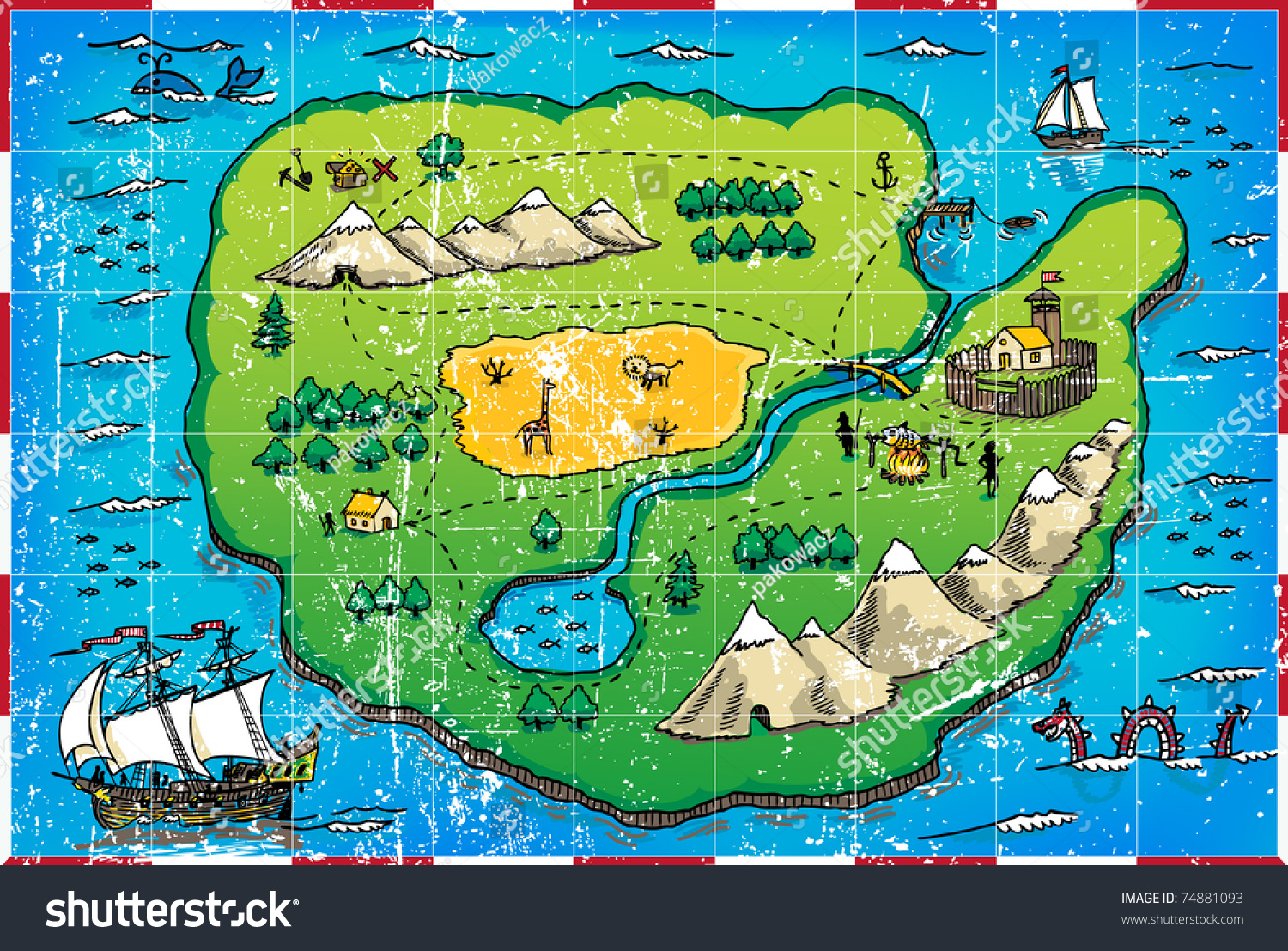 Grunge Pirates Map Stock Vector (Royalty Free) 74881093 | Shutterstock