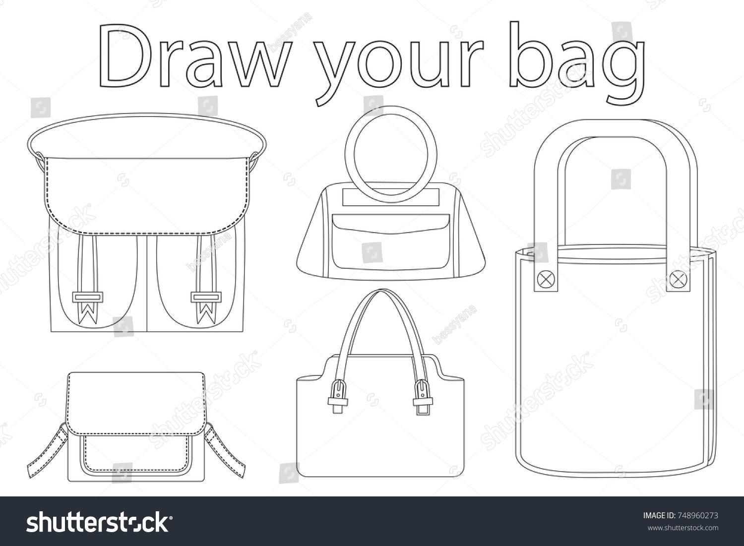 Draw Your Bag Black White Poster Stock Vector (Royalty Free) 748960273 ...