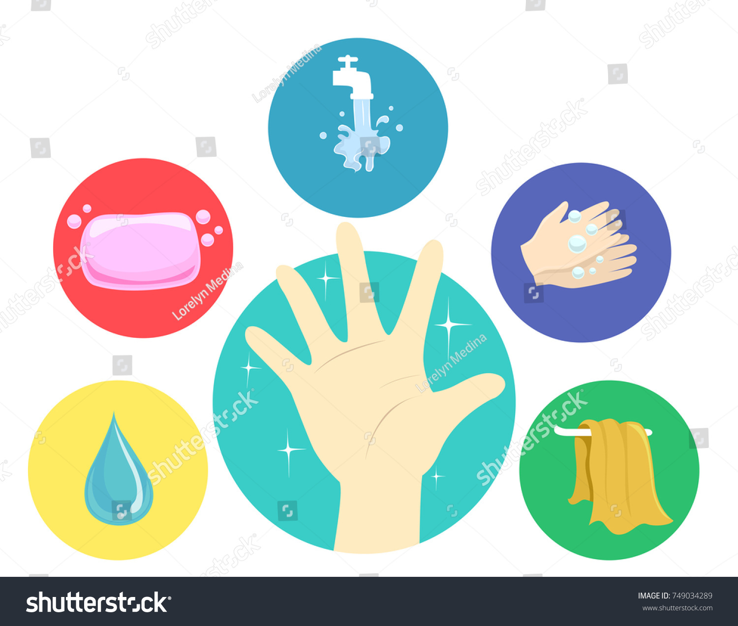 Illustration Hand Hand Washing Steps Water Stock Vector (Royalty Free ...