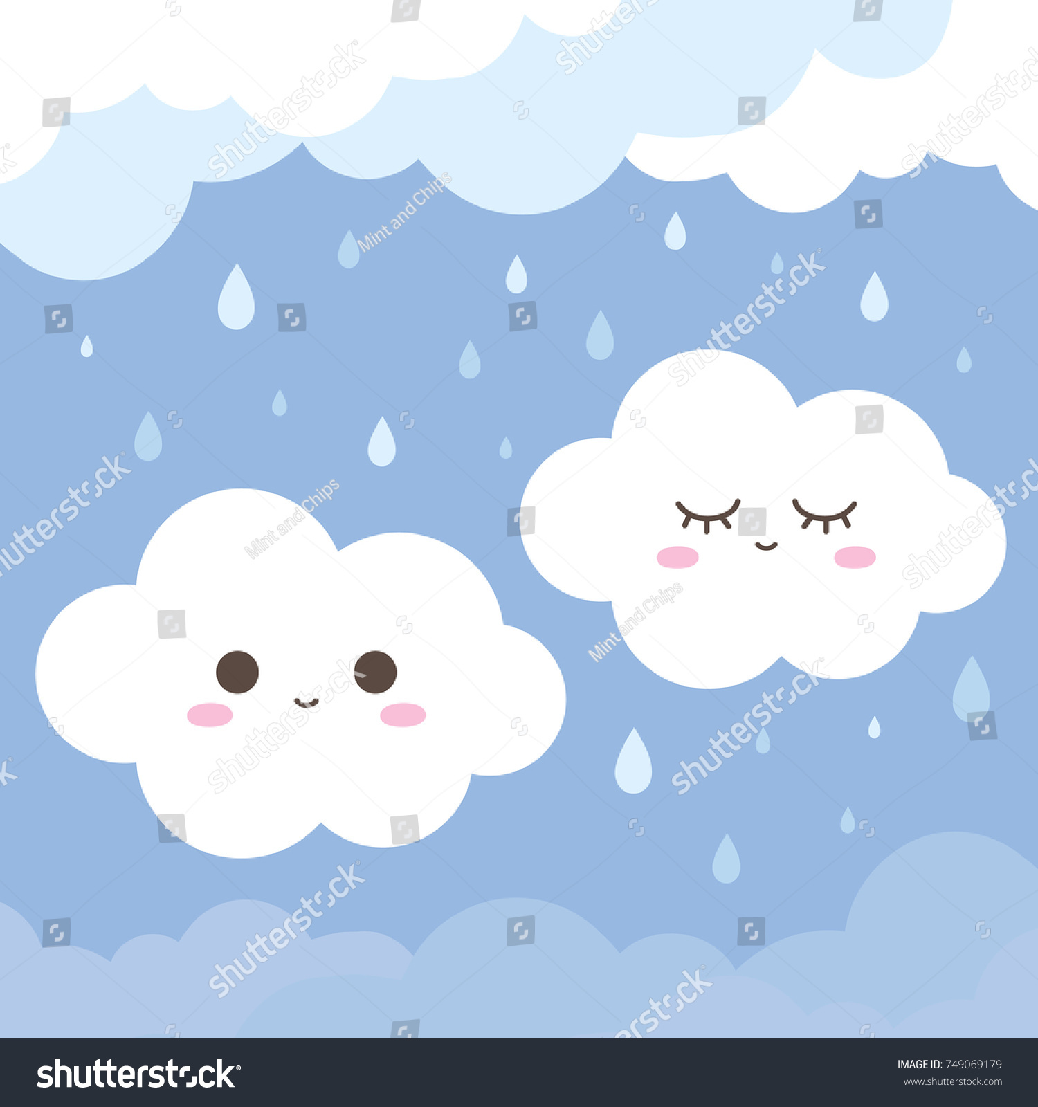 Cute Couple Smiling Cloud On Rainy Stock Vector (royalty Free 