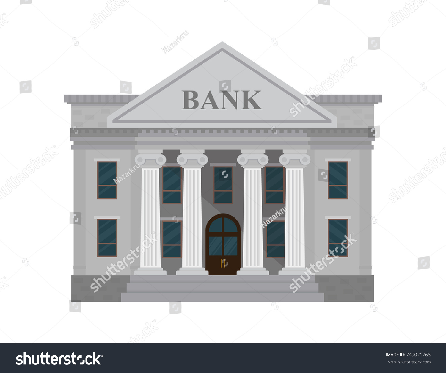 Bank Building Isolated On White Background Stock Vector (Royalty Free ...