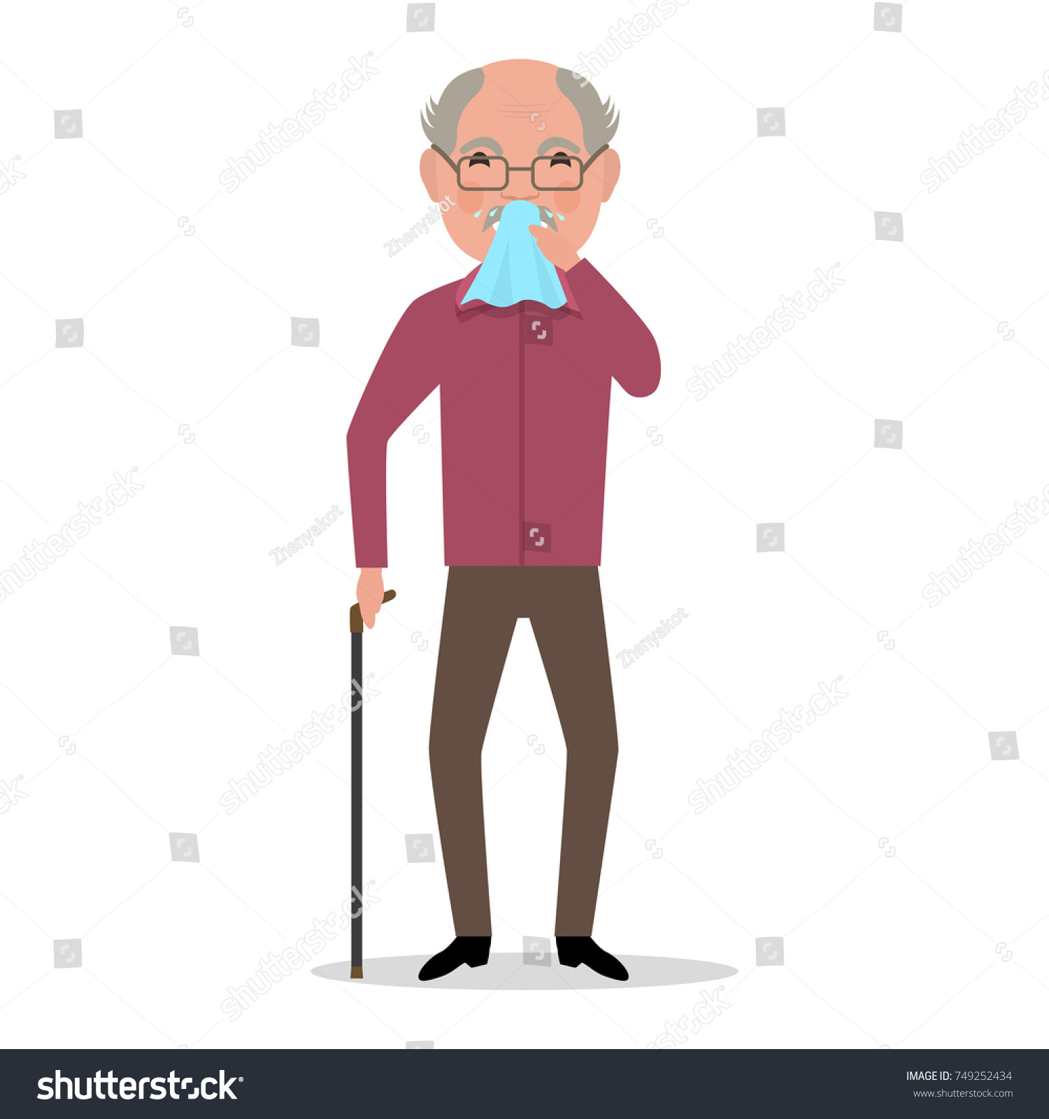 Vector Illustration Cartoon Old Man Caught Stock Vector (Royalty Free ...