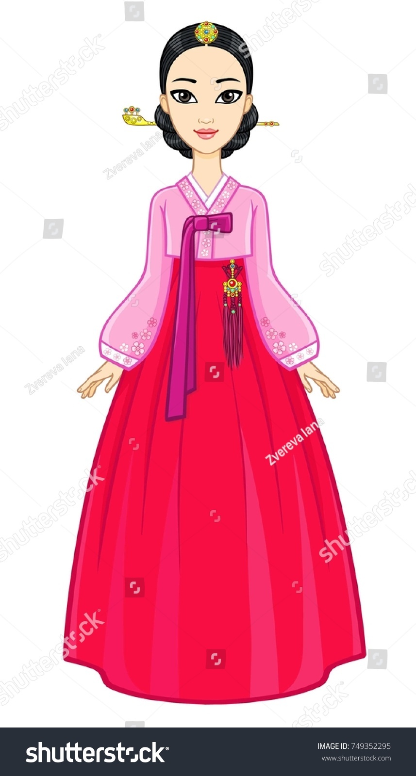 Animation Portrait Young Korean Girl Ancient Stock Vector (Royalty Free ...