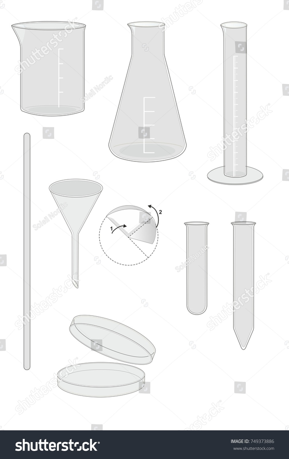 Glassware Names Chemistry Laboratory Equipments Illustration Stock