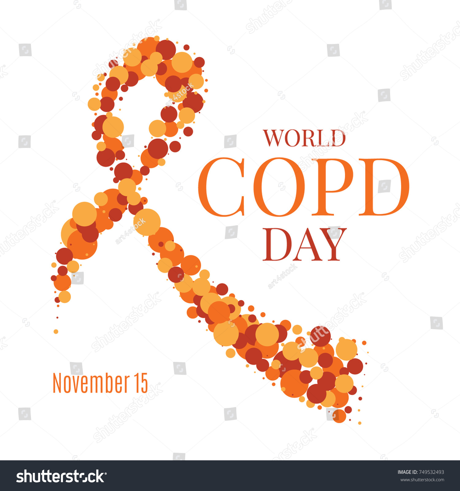 World Copd Day Poster Orange Ribbon Stock Vector (Royalty Free