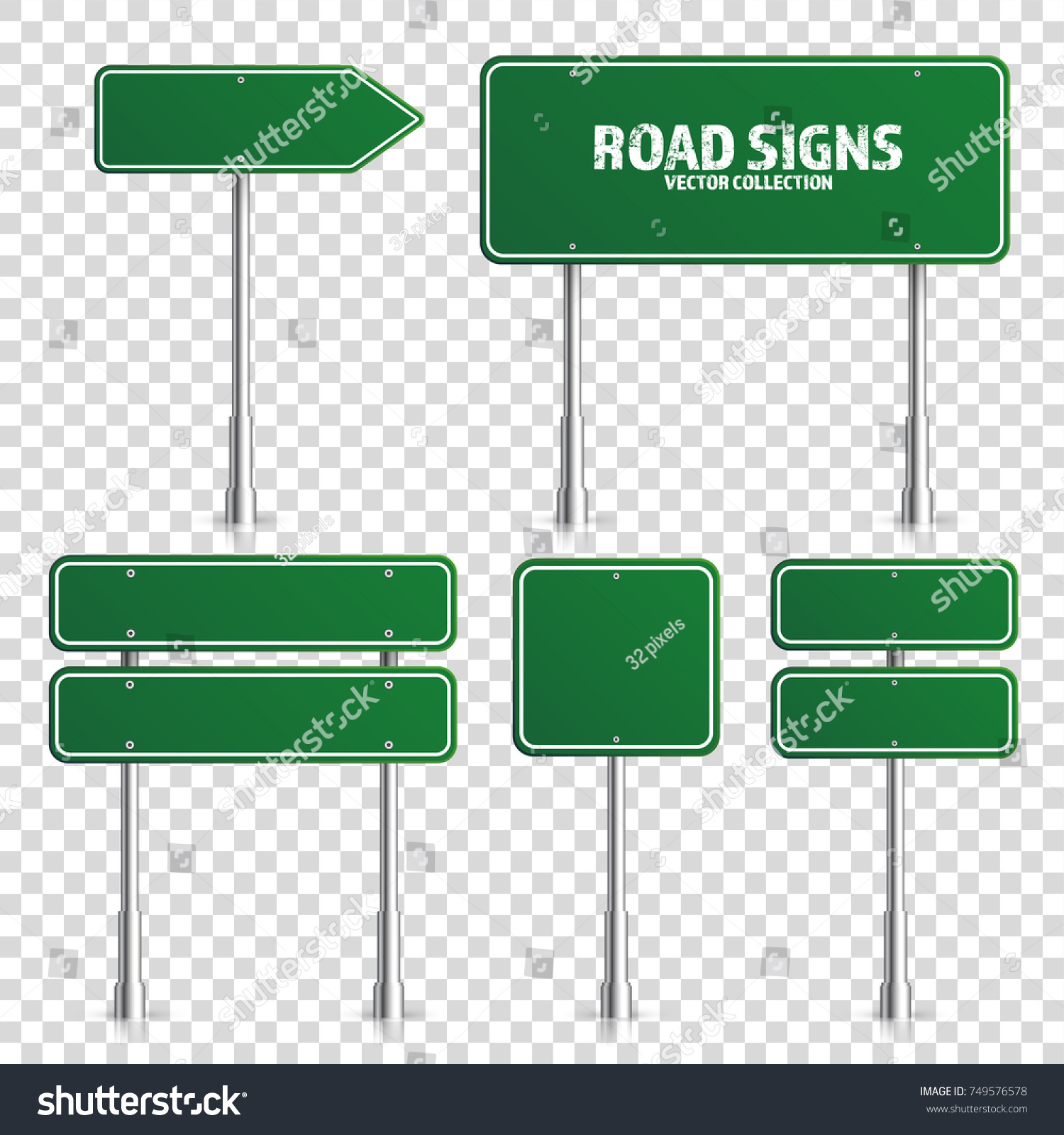 Road Green Traffic Sign Blank Board Stock Vector (Royalty Free ...