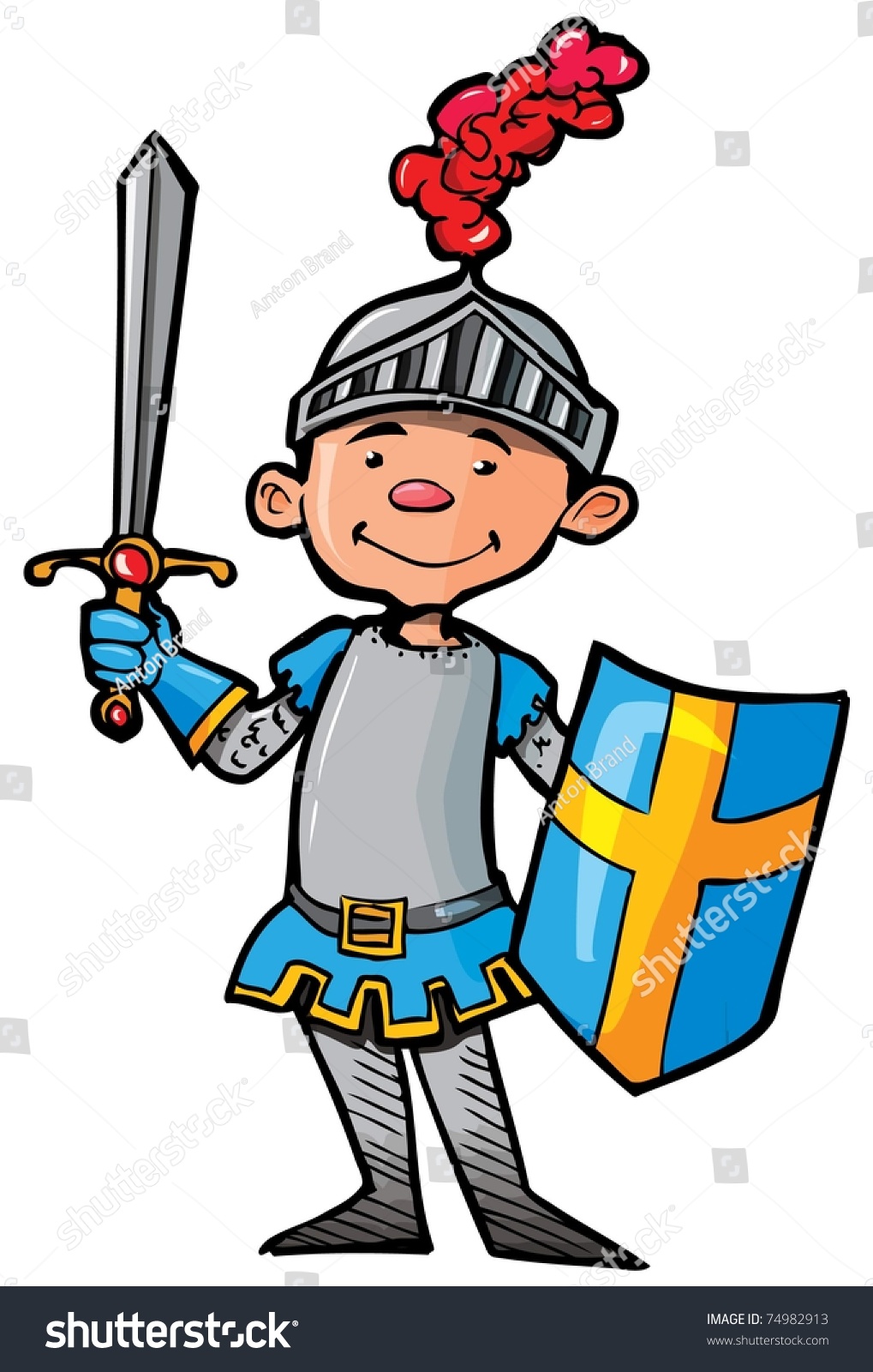 Cartoon Knight Armour Sword He Isolated Stock Vector (Royalty Free ...