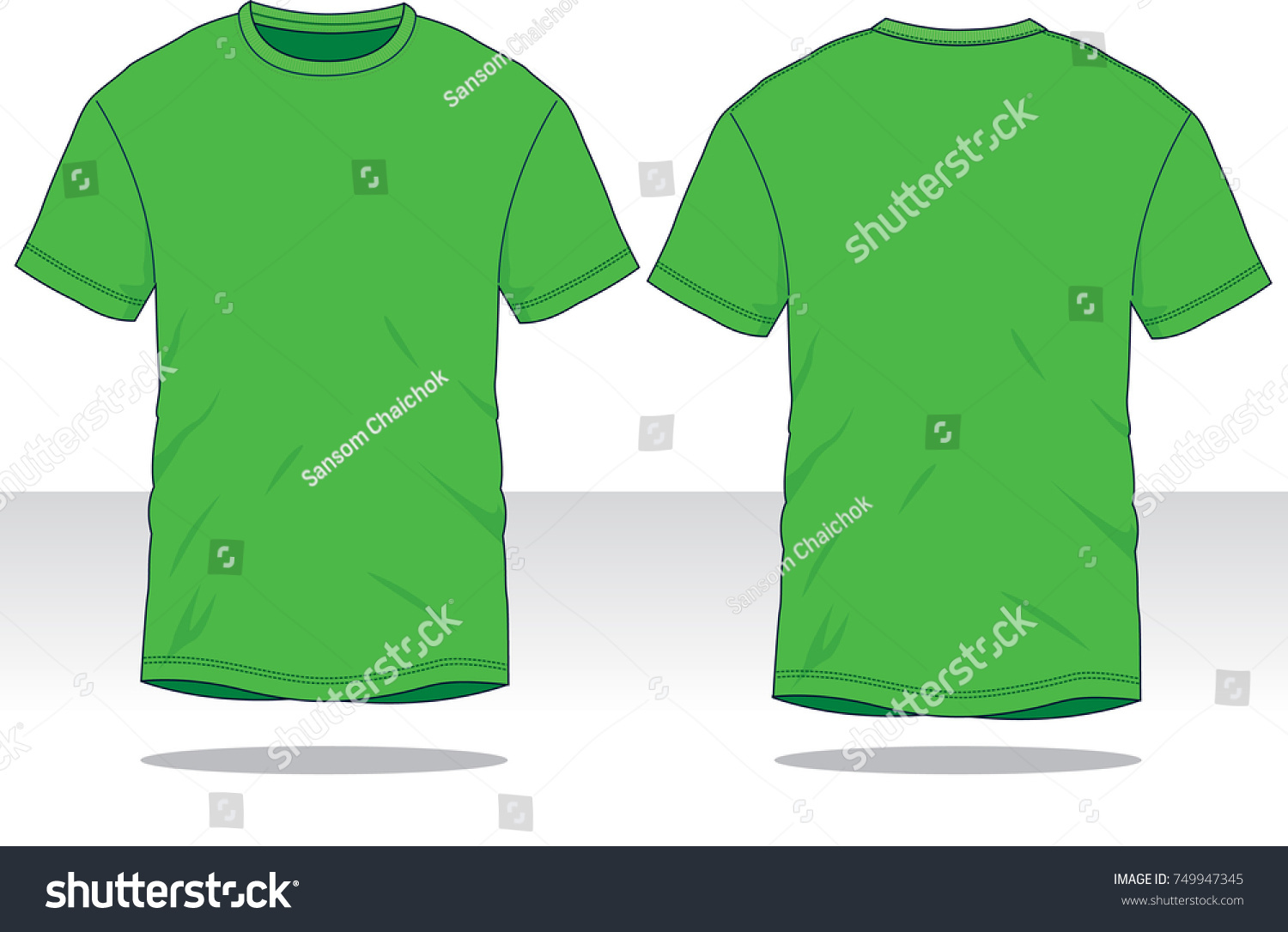 Blank Green Short Sleeve Tshirt Vector Stock Vector (Royalty Free ...