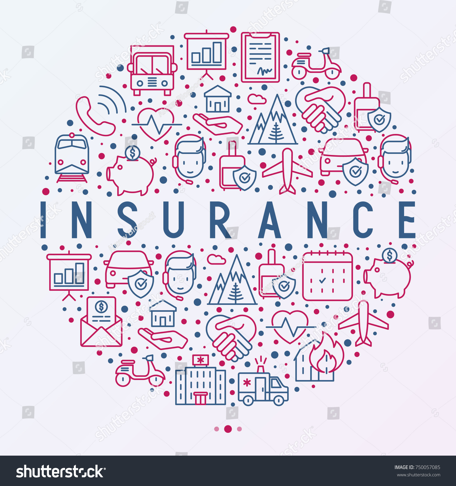 Insurance Concept Circle Thin Line Icons Stock Vector (Royalty Free ...