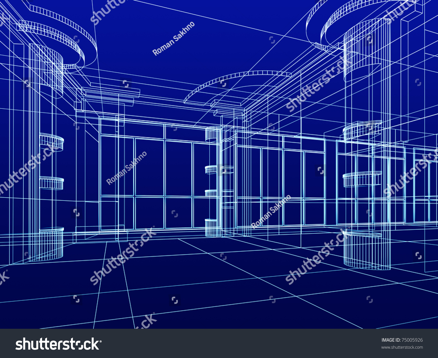 Abstract Design Sketch Modern Office Interior Stock Illustration