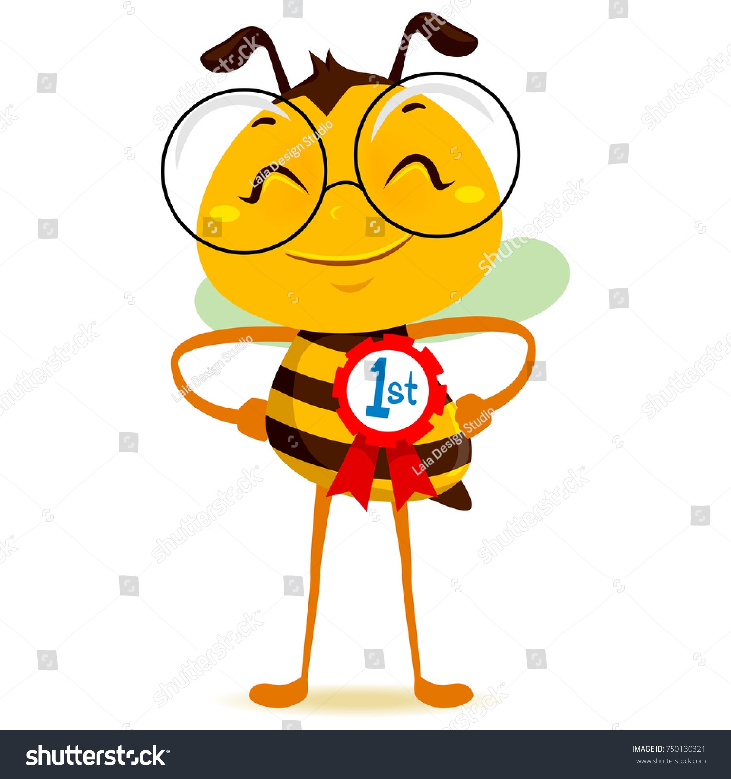 Vector Illustration Happy Bee 1st Place Stock Vector (Royalty Free ...