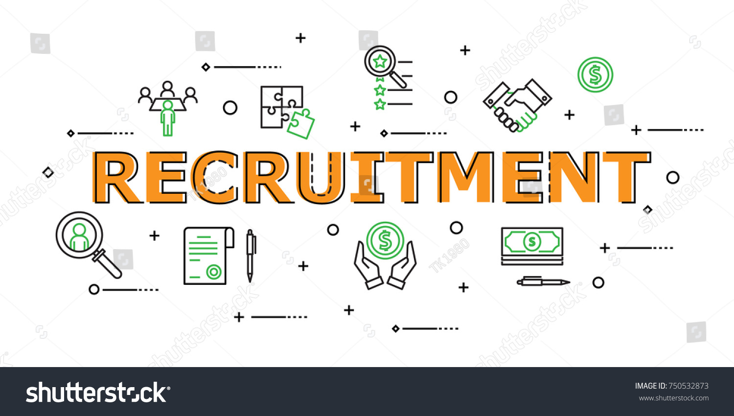 Recruitment Word Icon Set Concept Hument Stock Vector (Royalty Free ...