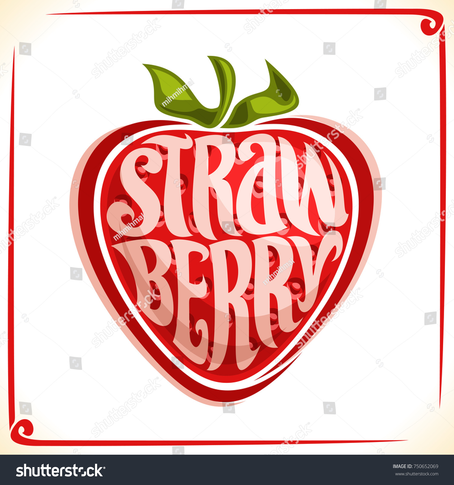 Vector Logo Strawberry Label One Whole Stock Vector (Royalty Free ...