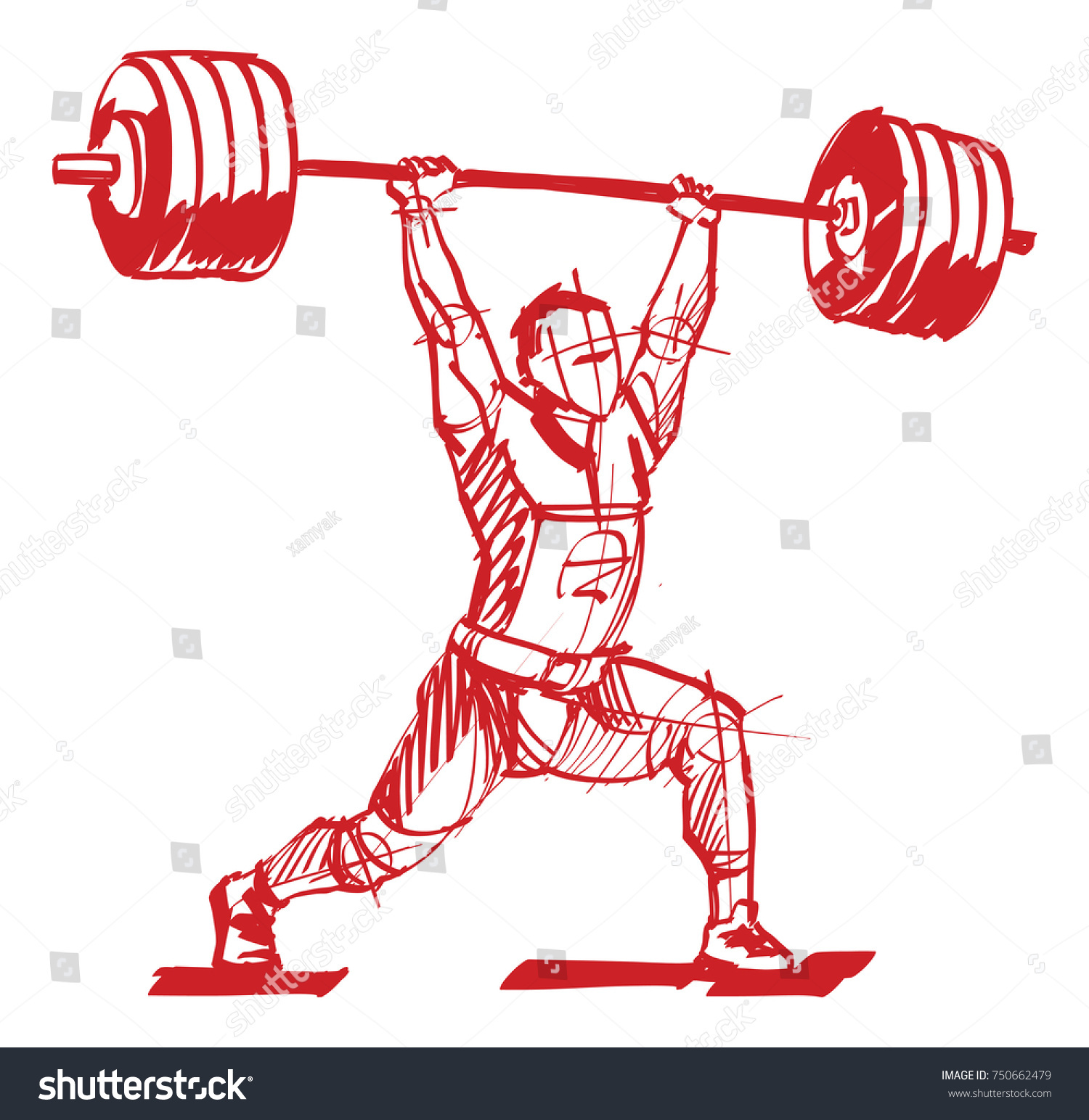 Sketches Weightlifter Push Pull Bar Stock Vector (Royalty Free ...