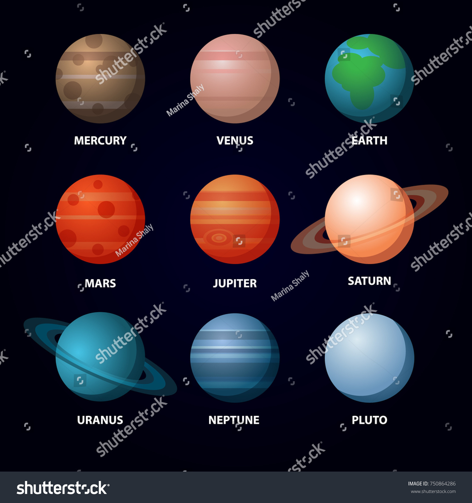 Set Planets Solar System Vector Illustration Stock Vector (Royalty Free ...