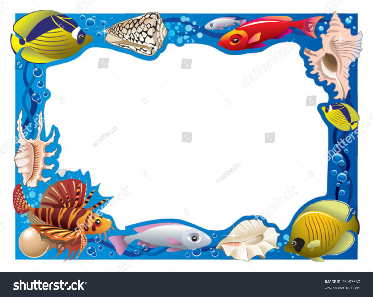 Decorative Frame Photo Tropical Bright Fishes Stock Vector (Royalty ...