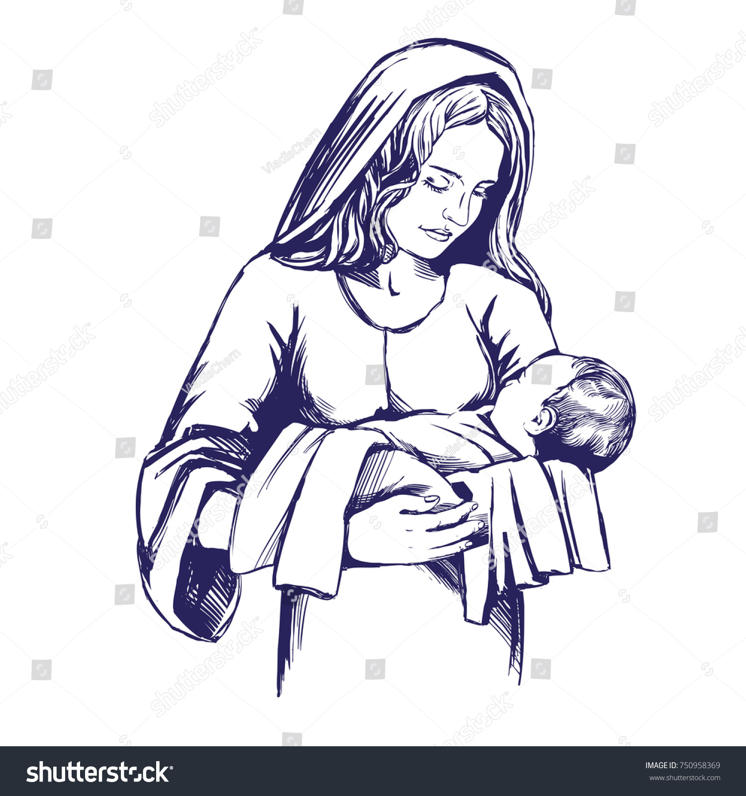 Christmas Story Mary Baby Jesus Son Stock Vector (Royalty Free ...