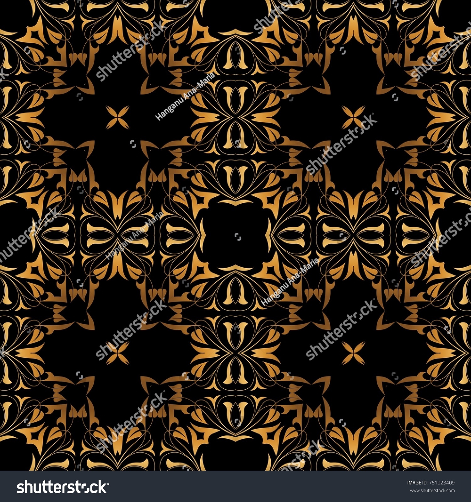 Regal Pattern Golden Black Color Stock Illustration 751023409